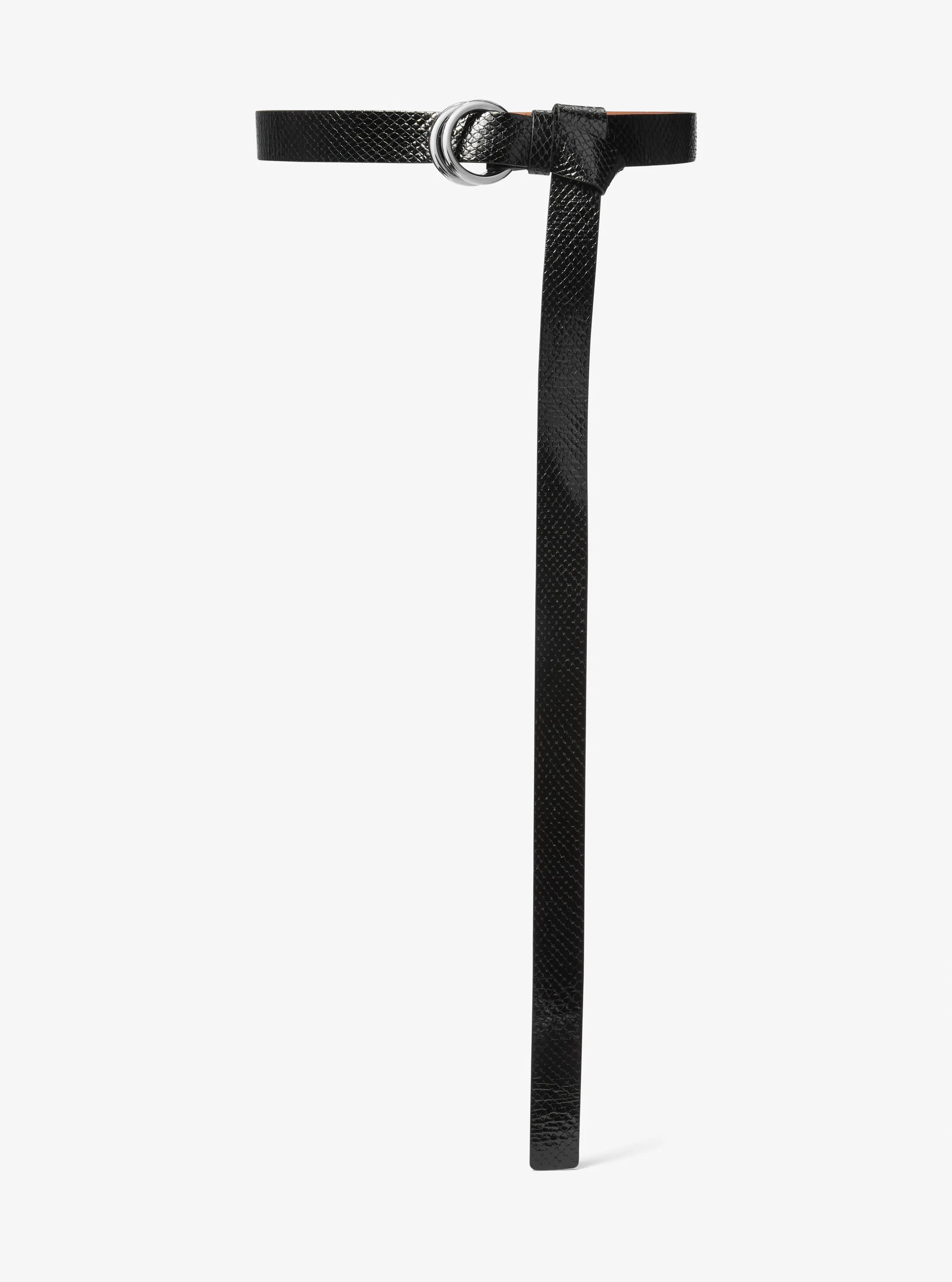Cintur&oacute;n Claudine para pantal&oacute;n de piel con motivo de pit&oacute;n en relieve in NEGRO | Michael Kors