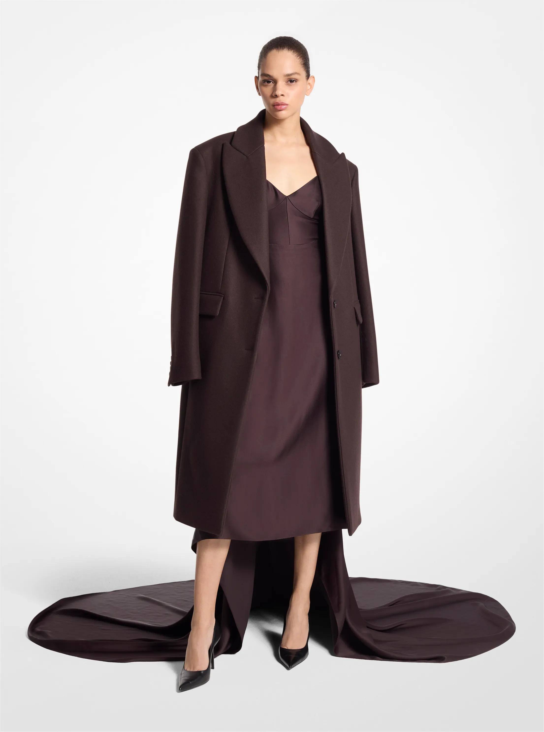 Wool Melton Chesterfield Coat in CHOCOLATE | Michael Kors