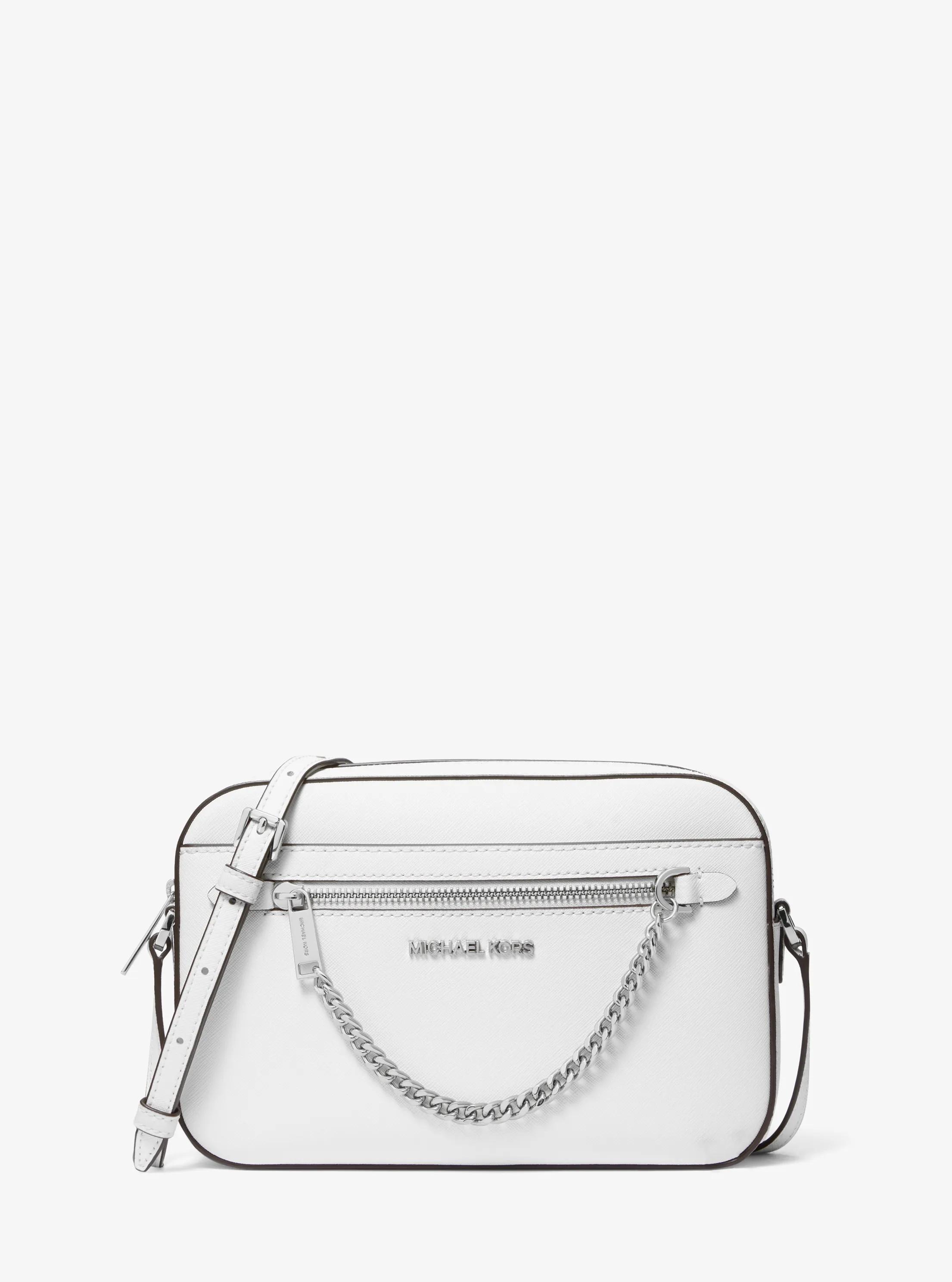 Jet Set Large Saffiano Leather Crossbody Bag in OPTIC WHITE | Michael Kors