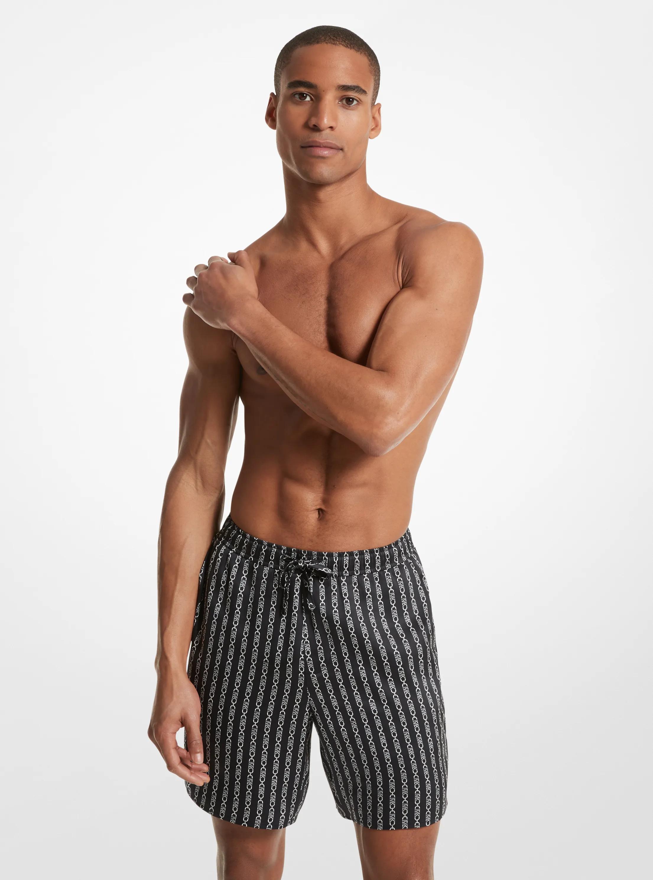 Empire Logo Print Satin Pajama Shorts