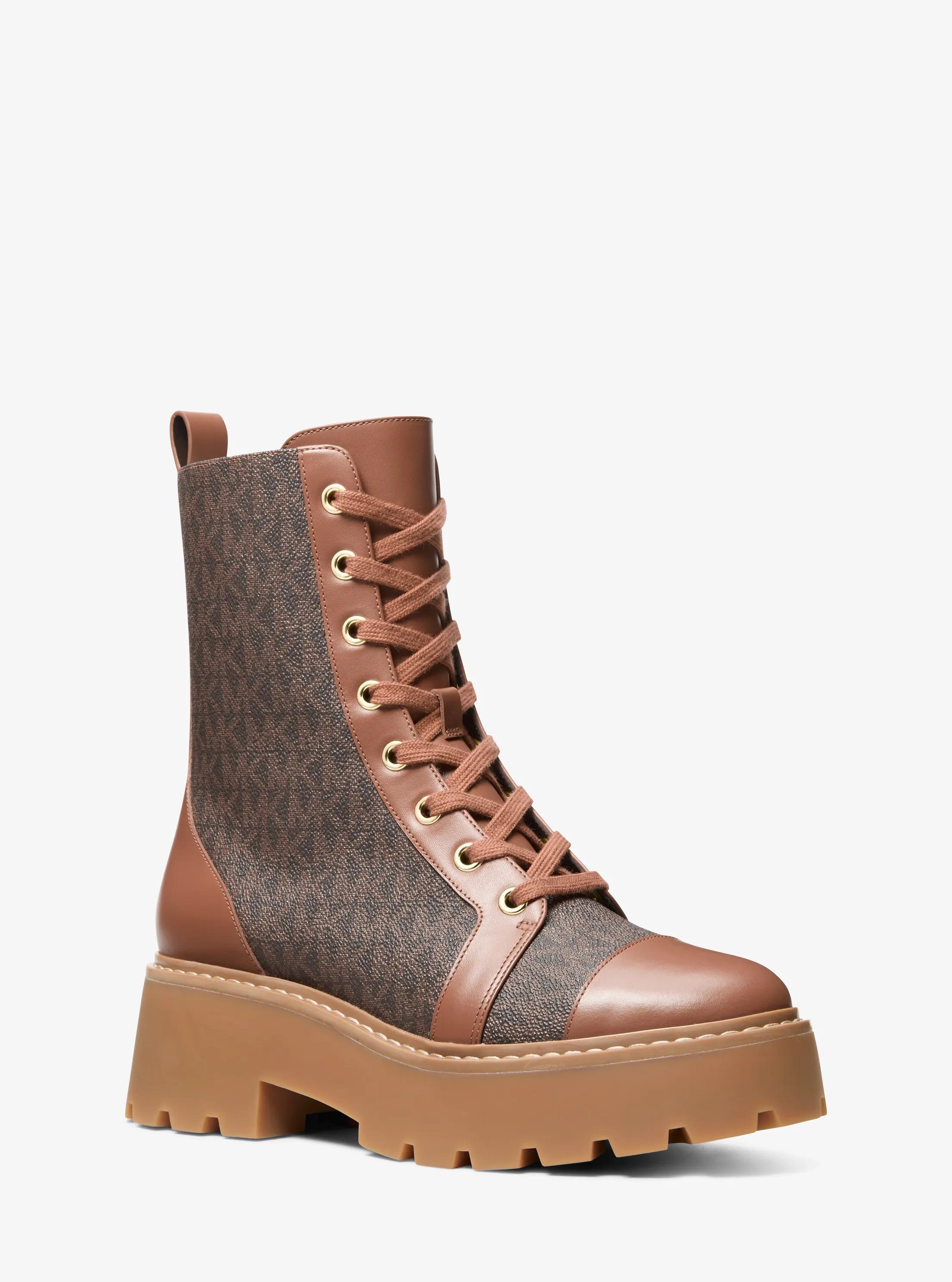 Botte Blake en cuir &agrave; logo Signature in BRUN | Michael Kors