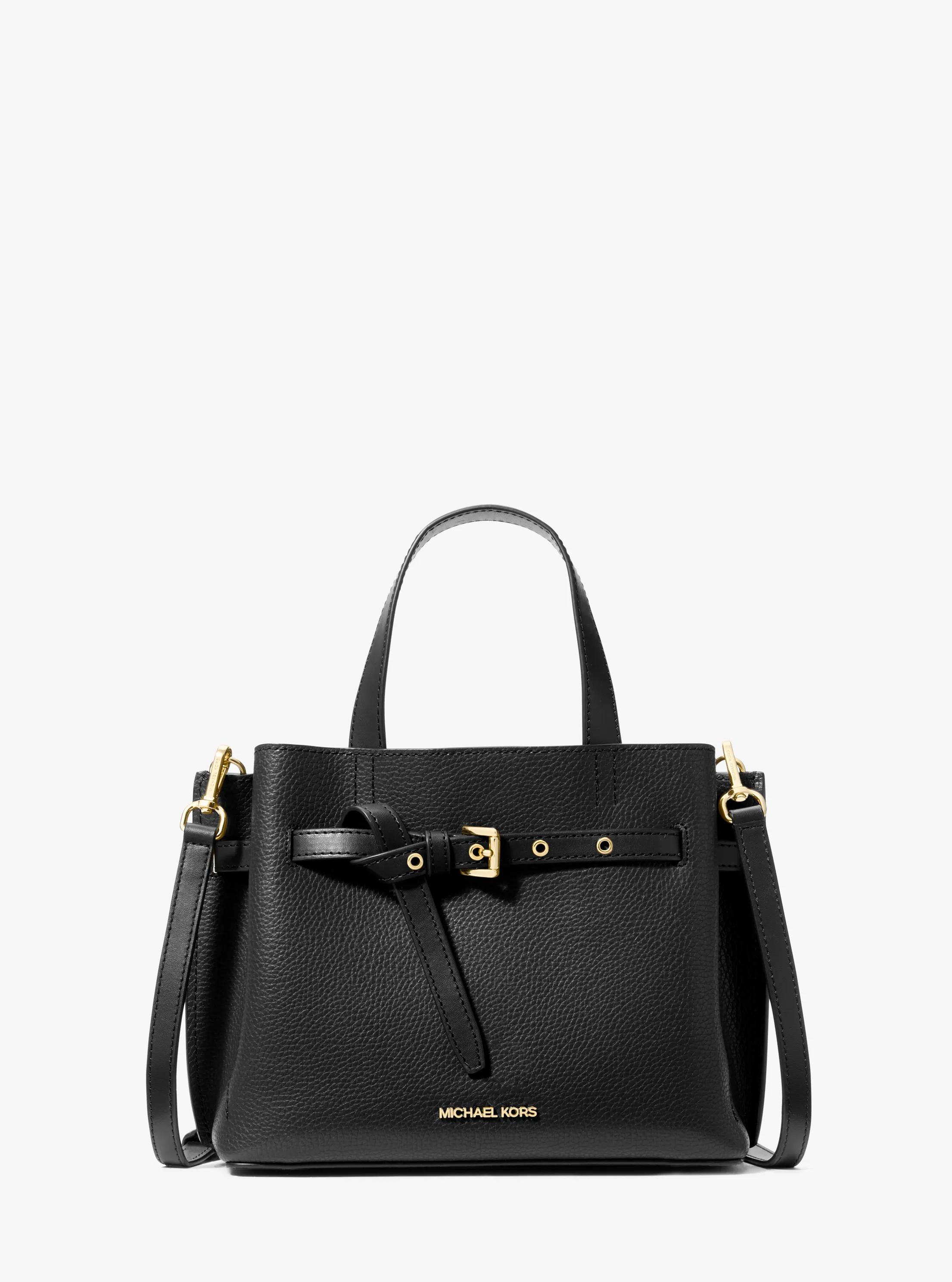 Emilia Small Pebbled Leather Satchel in BLACK | Michael Kors