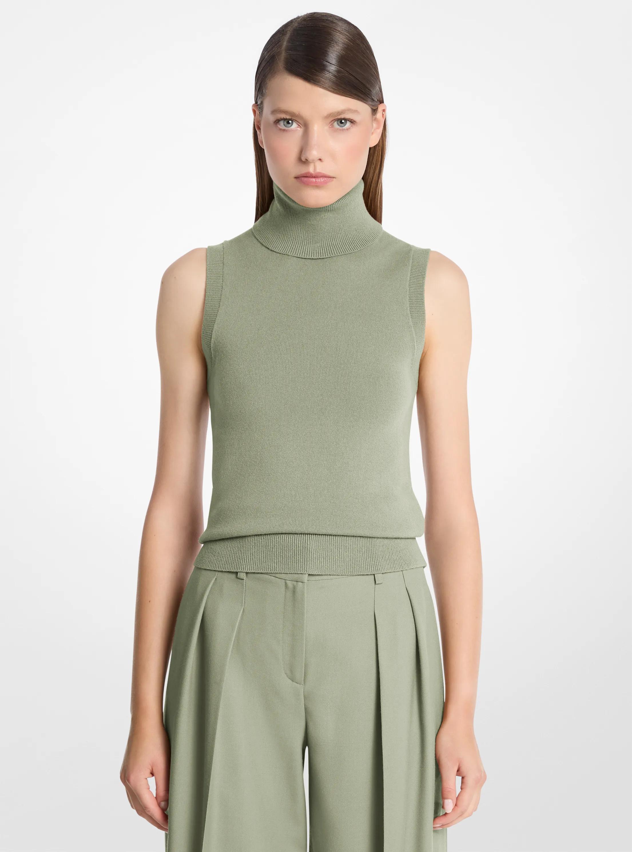 Cashmere Sleeveless Turtleneck in CELADON | Michael Kors