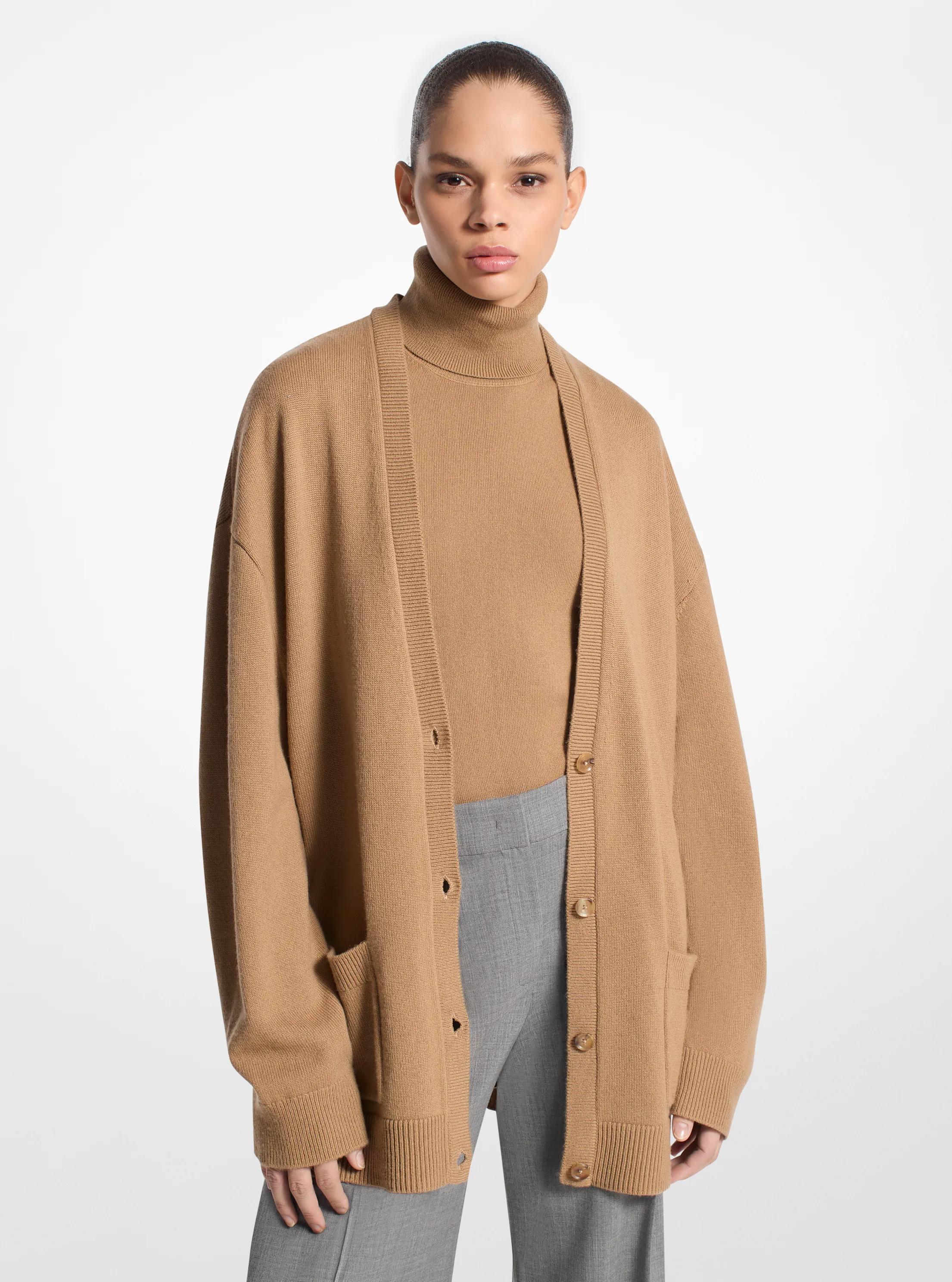 Cashmere Oversized Cardigan in CAPPUCCINO | Michael Kors