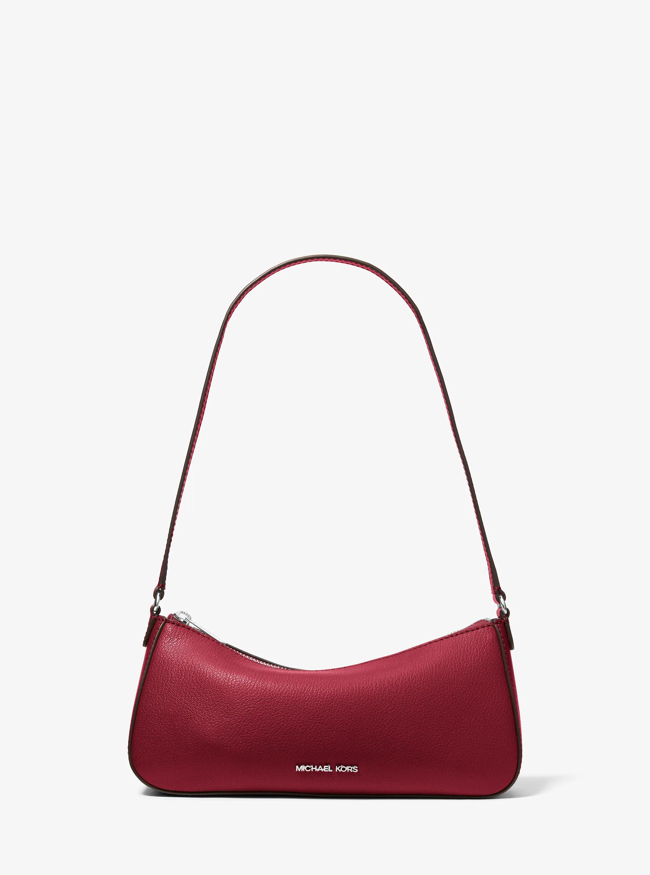 Sammy Small Leather Pochette in MAROON | Michael Kors