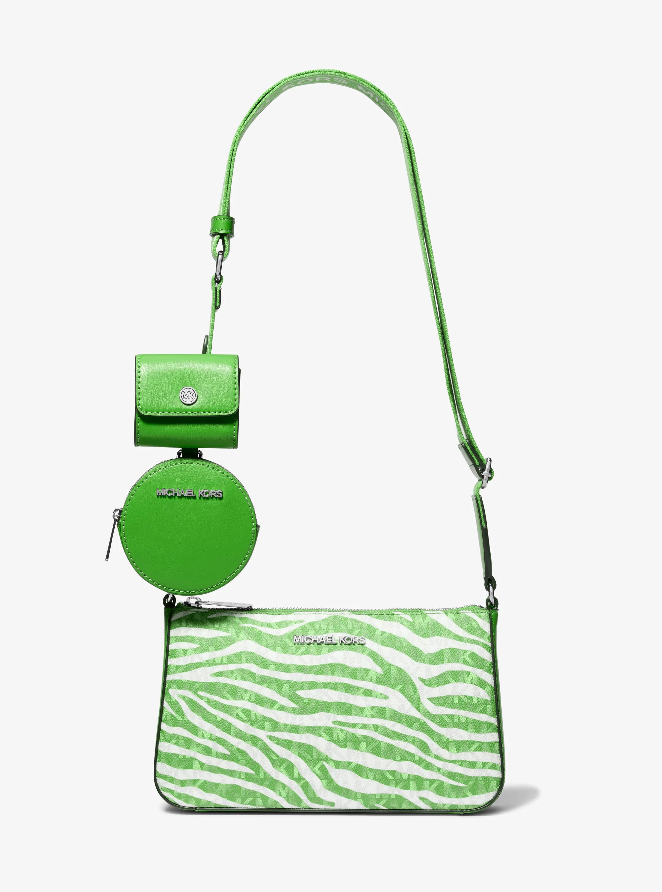 Jet Set Leather Medium Animal Print Logo Crossbody Bag with Case for Apple Airpods Pro®