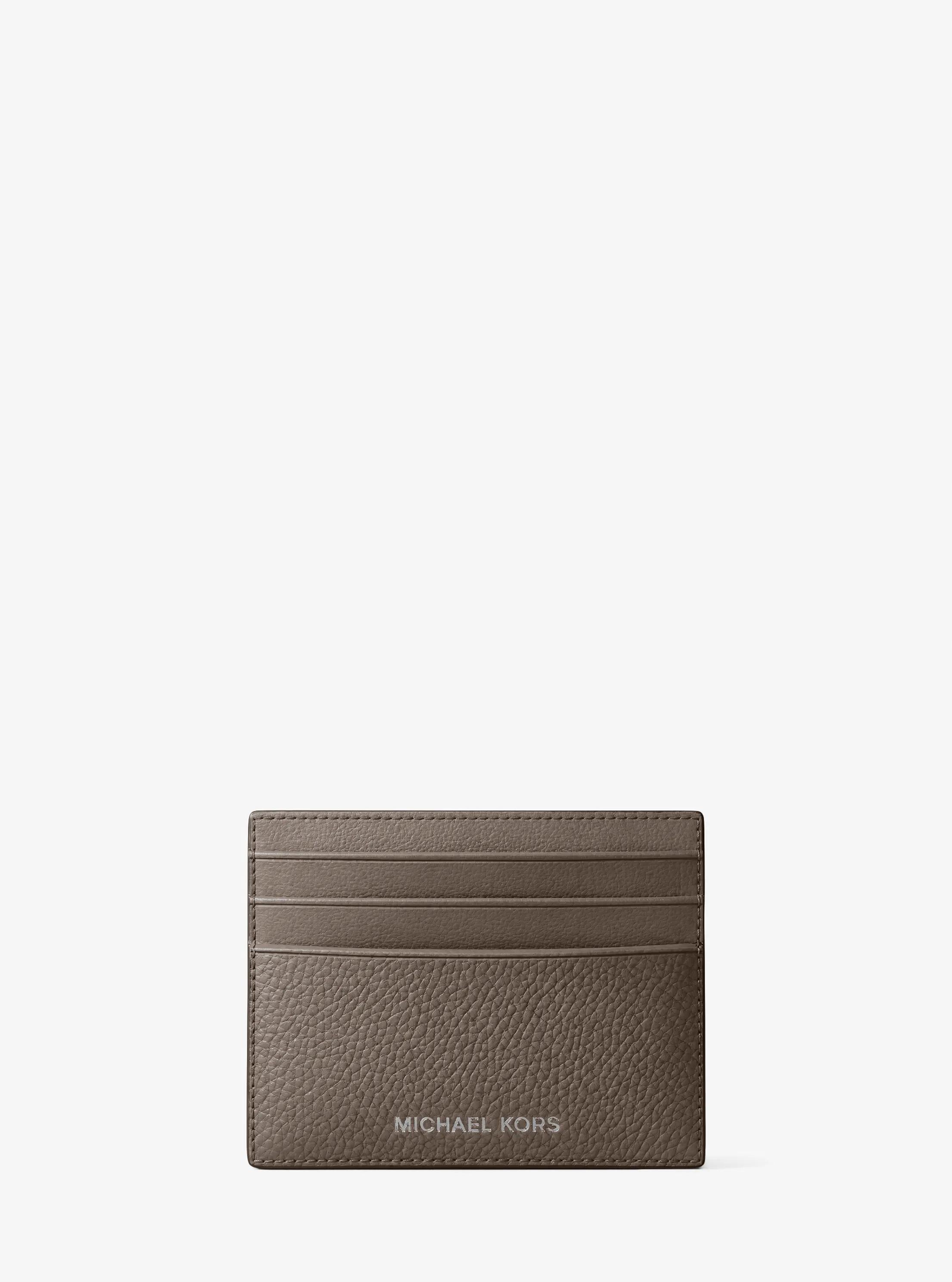 Cooper Pebbled Leather Card Case in MUSHROOM | Michael Kors