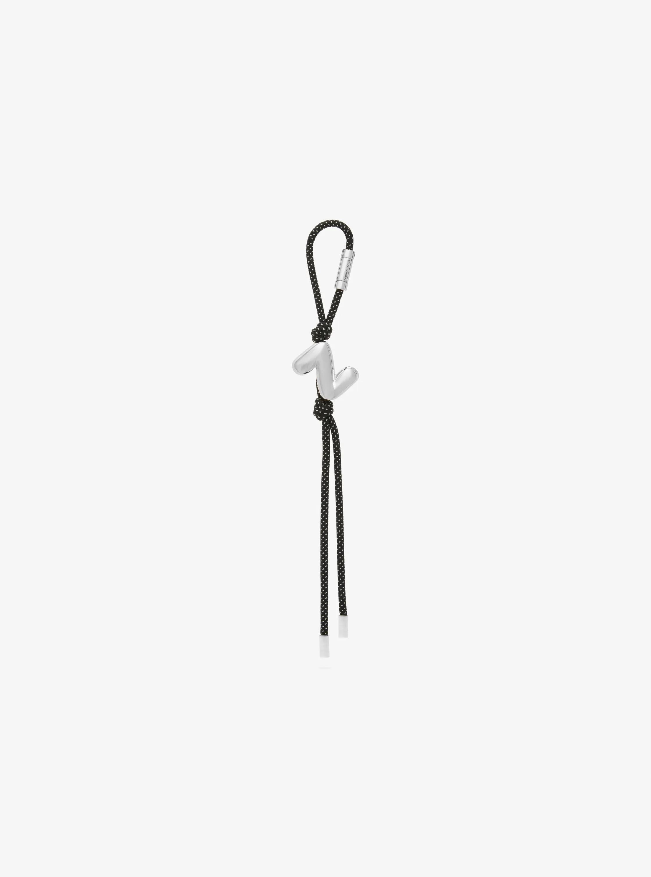Initial Silver-Tone and Speckled Cord Bag Charm in SH RHODIUM | Michael Kors