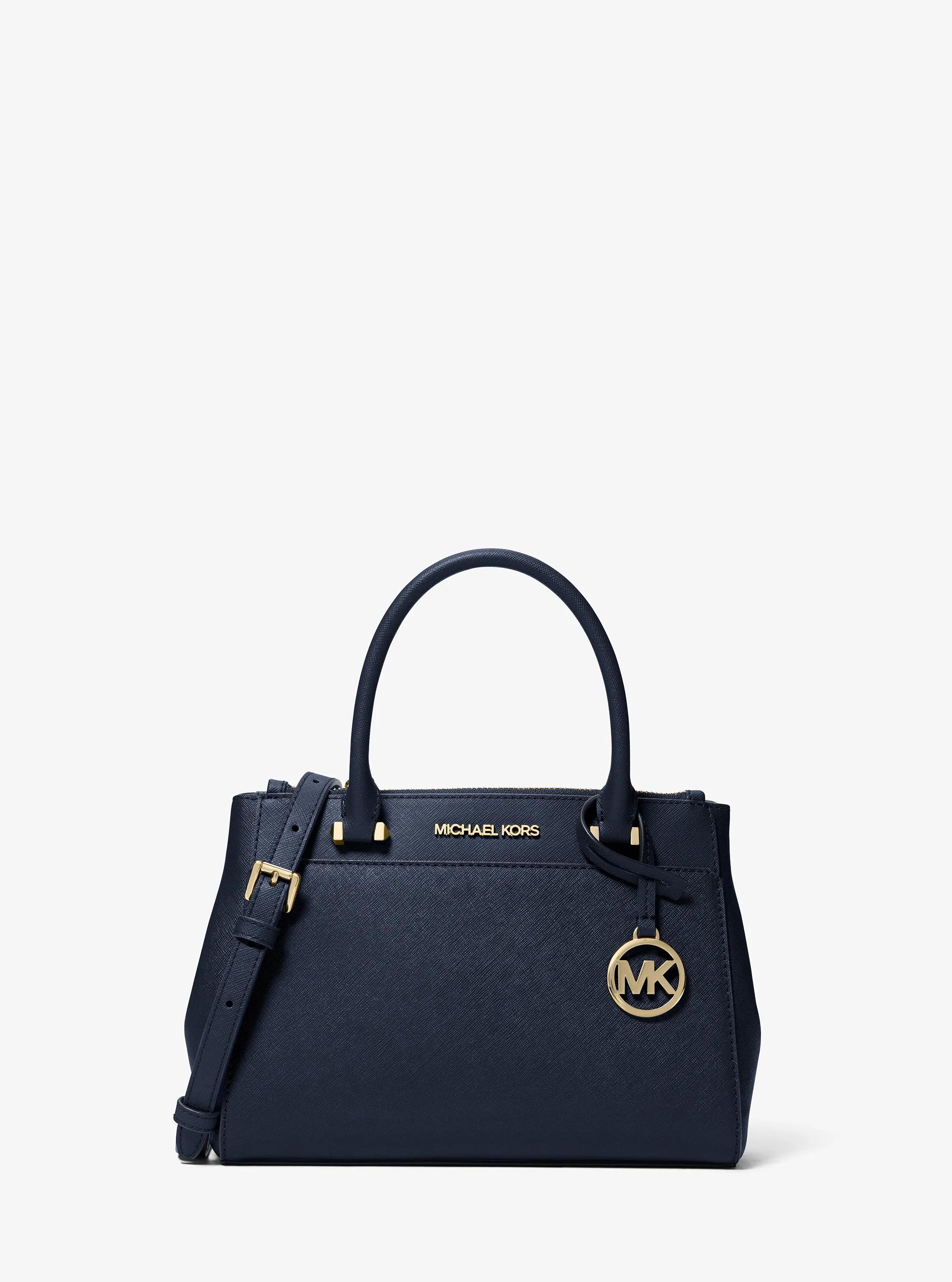 Gibson Small Saffiano Leather Satchel in NAVY | Michael Kors