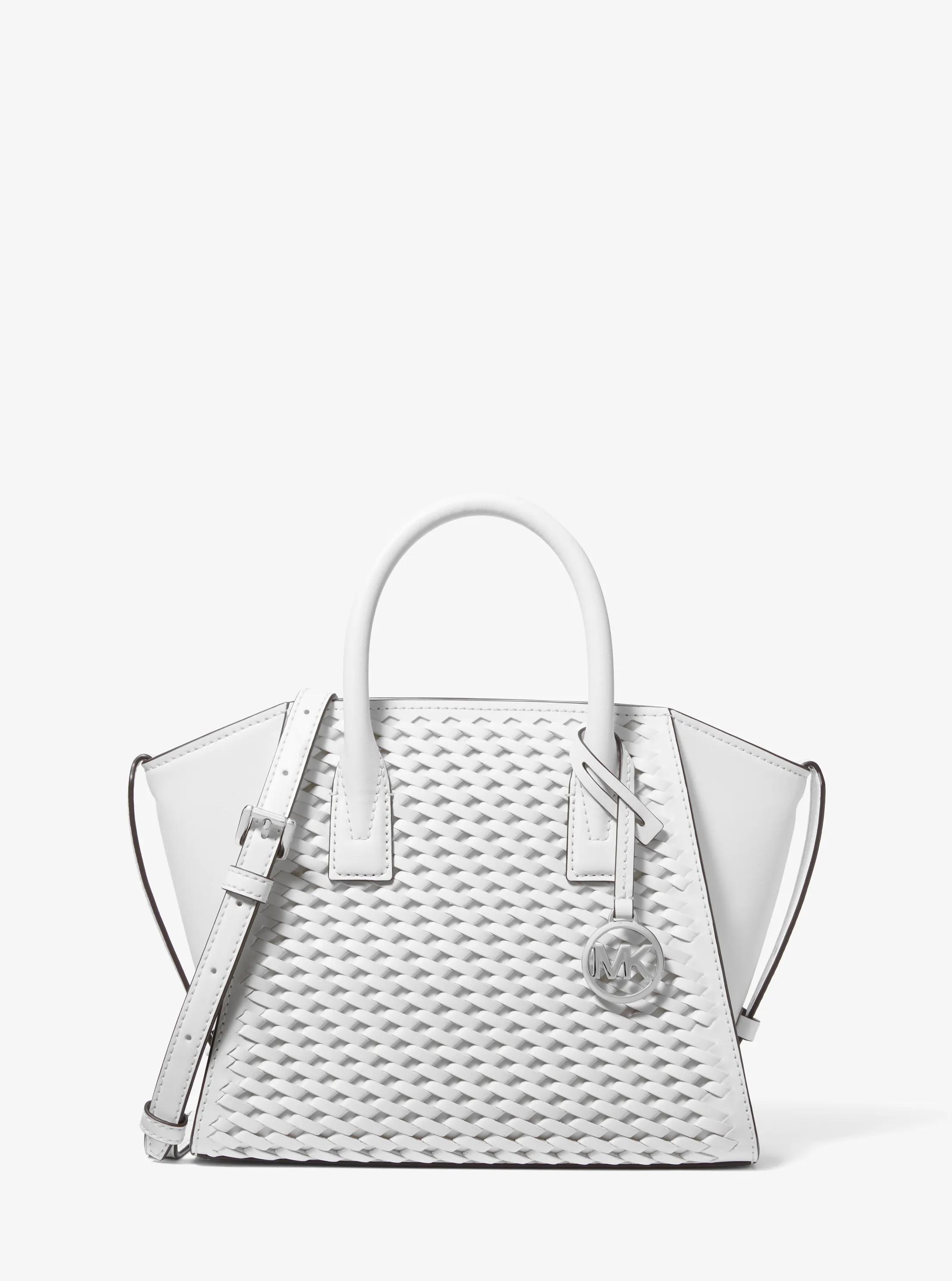 Avril Small Woven Satchel in OPTIC WHITE | Michael Kors