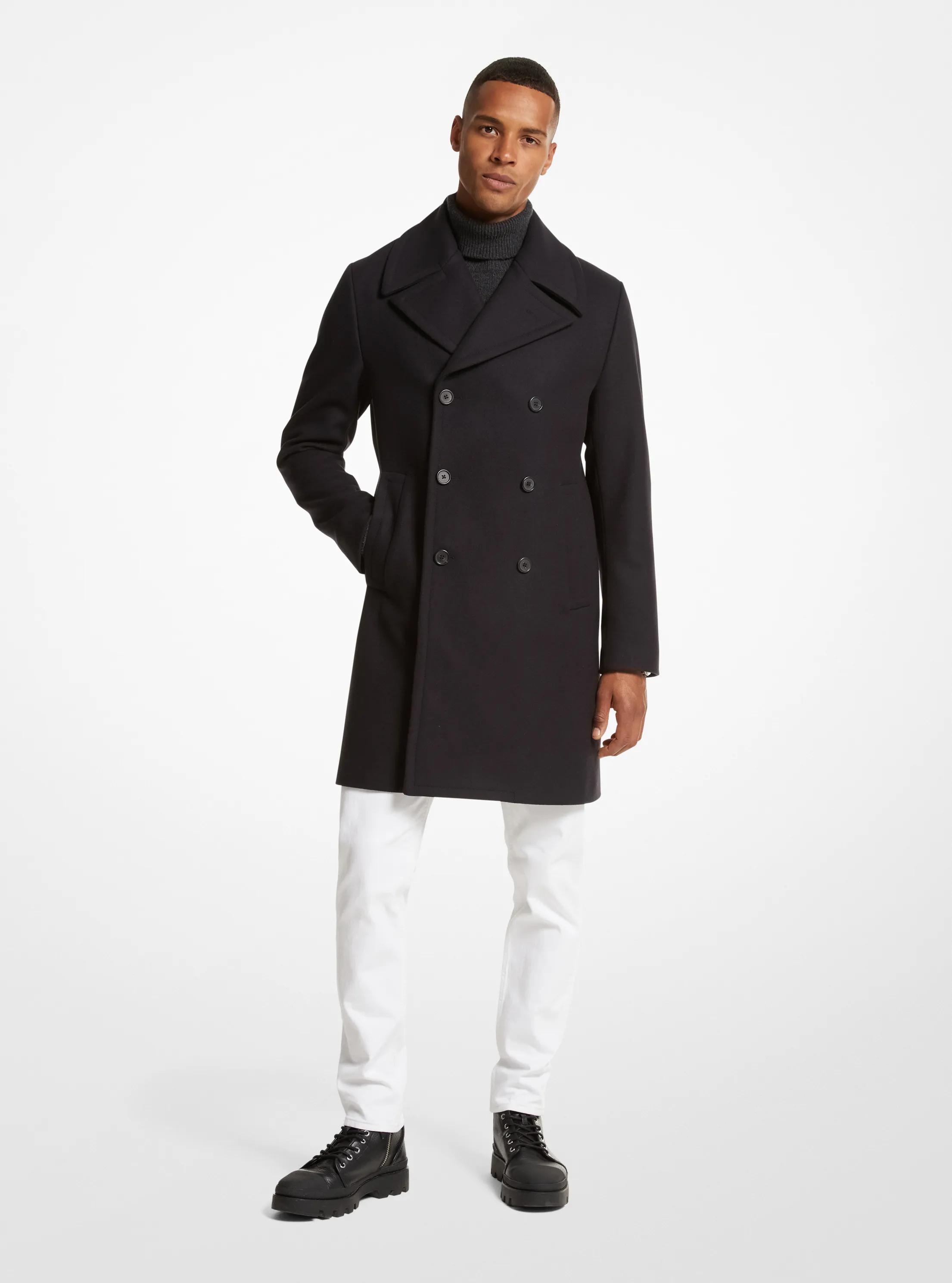 Manteau crois&eacute; en m&eacute;lange de laine in MINUIT | Michael Kors