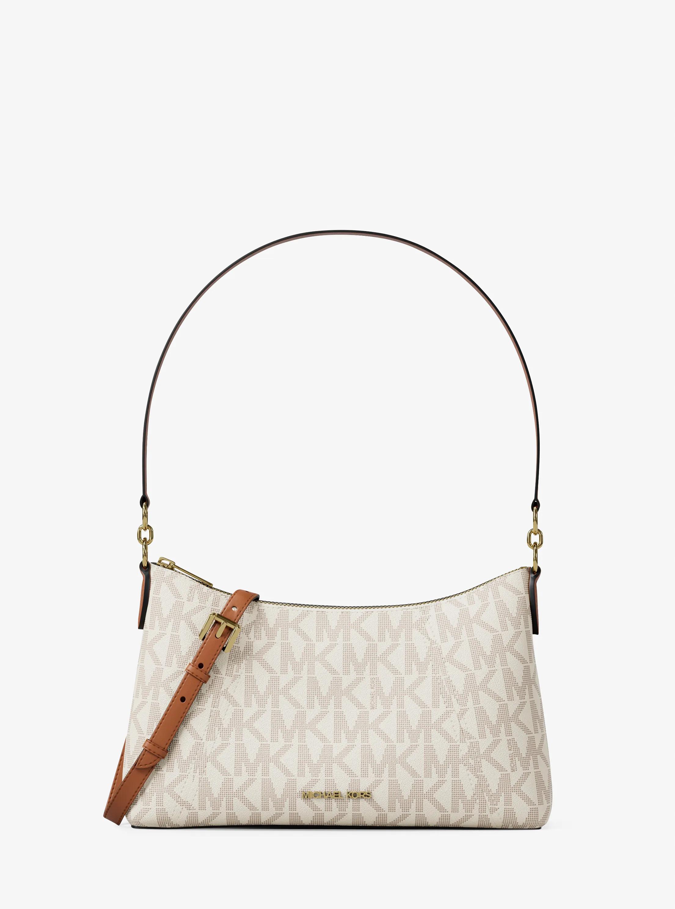 Wandelbare Umh&auml;ngetasche Sienna Medium mit Signature-Logomuster in VANILLE/LUGGAGE | Michael Kors