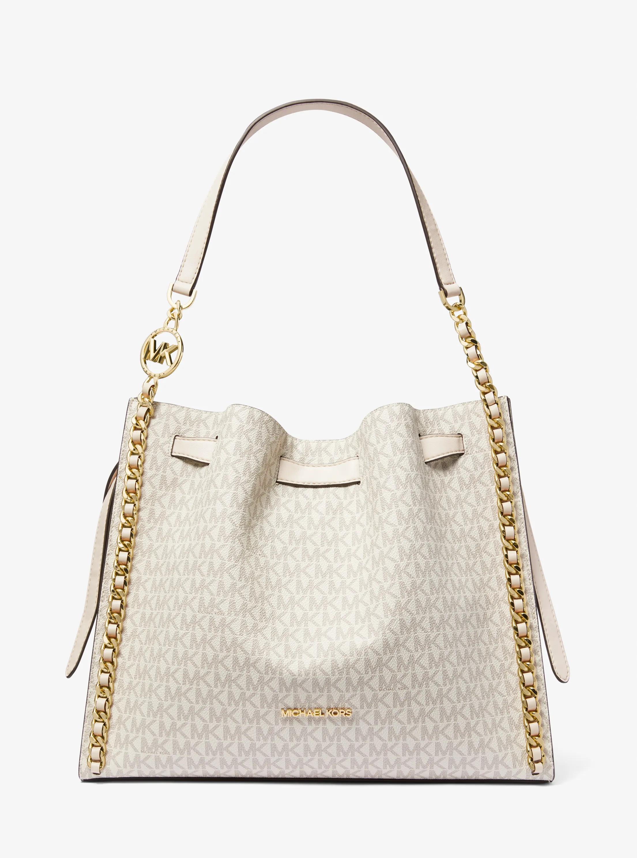Mina Large Signature Logo Chain Shoulder Bag in LT CRM MULTI | Michael Kors