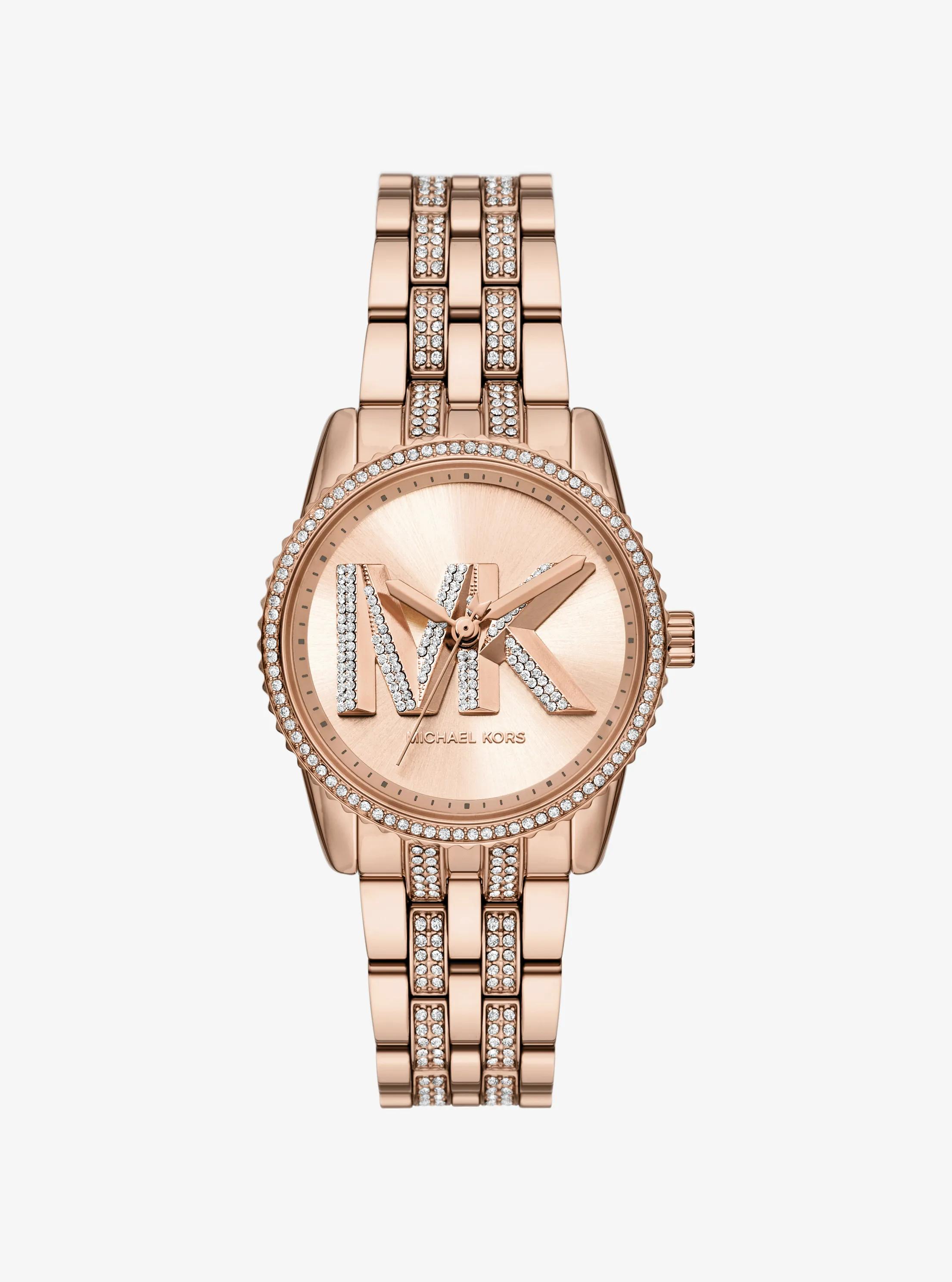 Mini Bryant Pavé Logo Rose Gold-Tone Watch