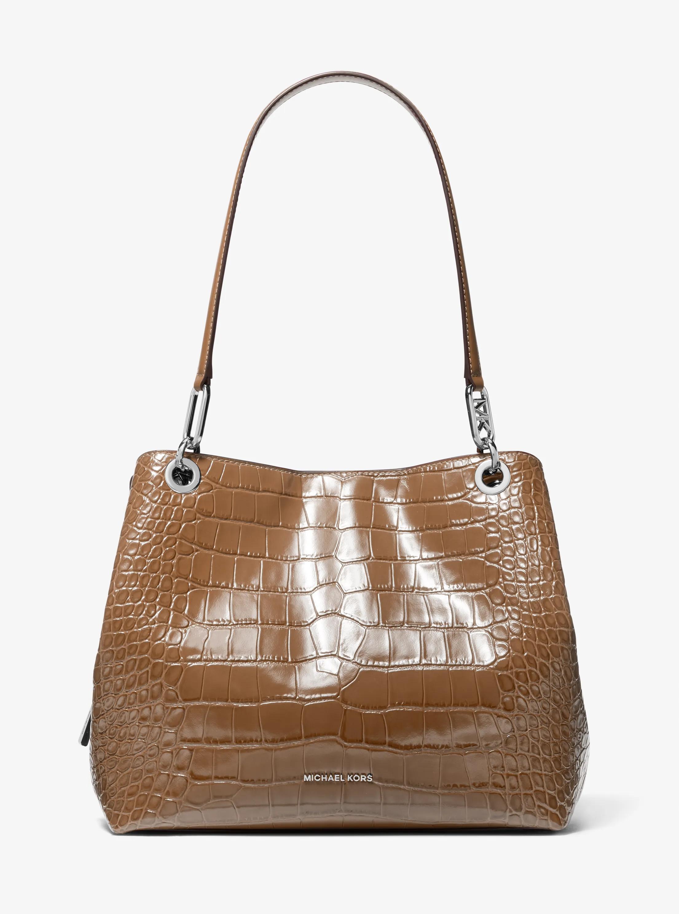 Kensington Large Crocodile Embossed Leather Tote Bag
