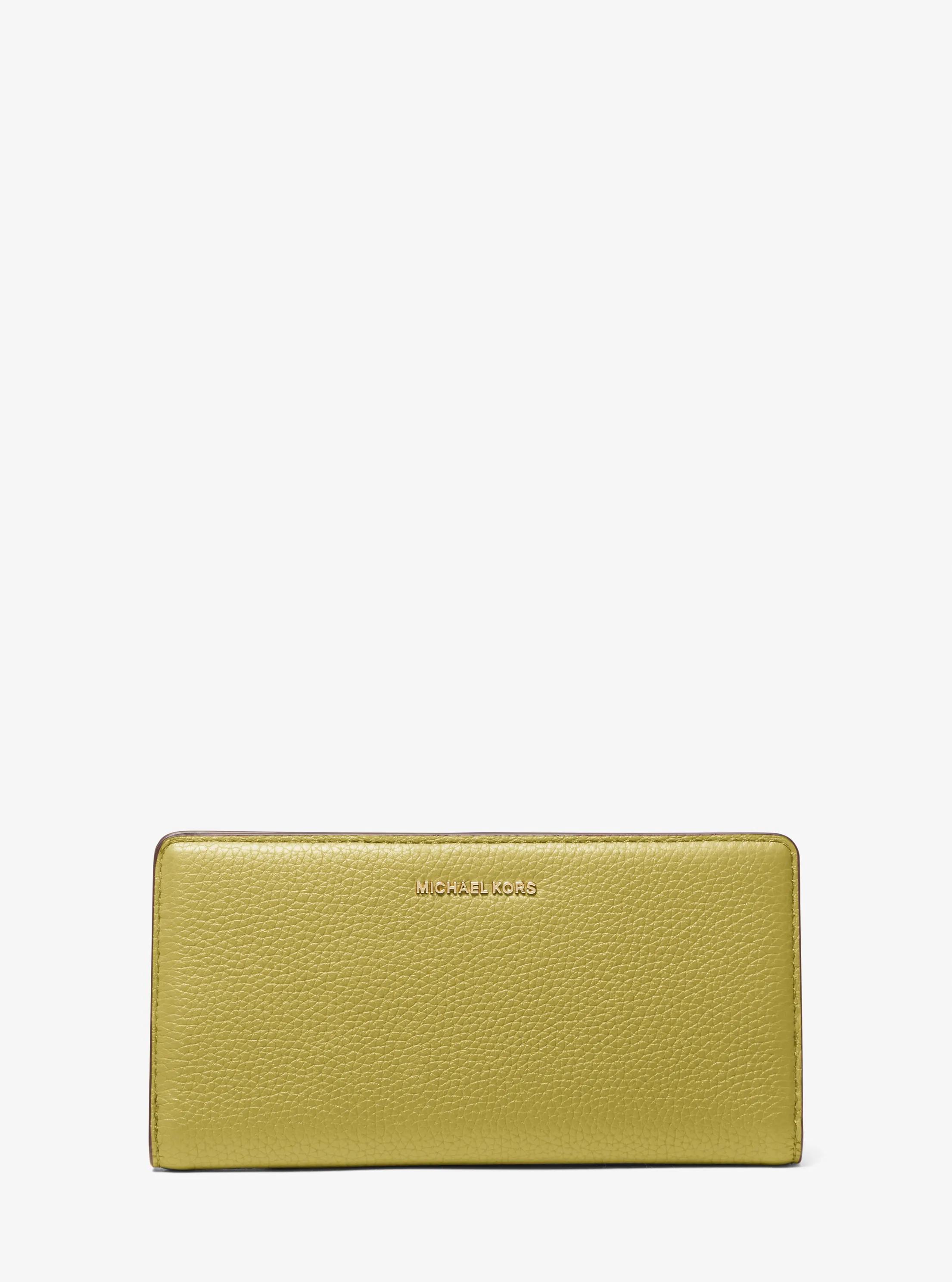 Bryant Large Pebbled Leather Snap-Front Wallet in APPLE | Michael Kors