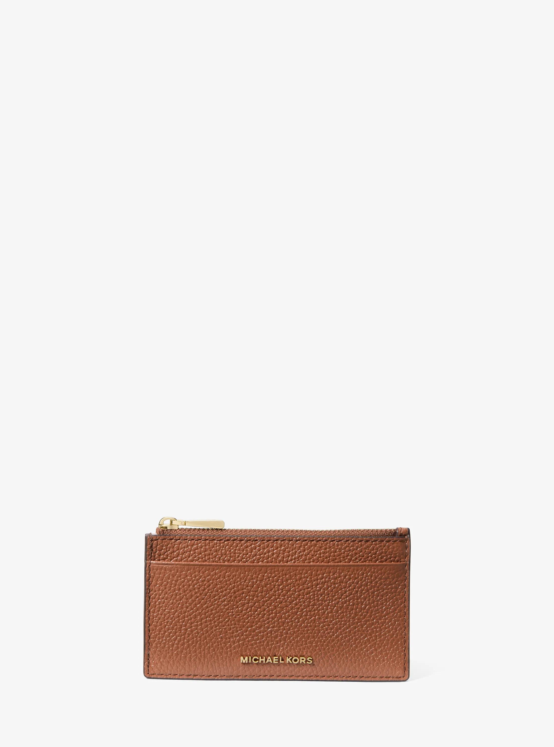 MK Petit porte-cartes Jet Set en cuir grainé - Marron - Michael Kors