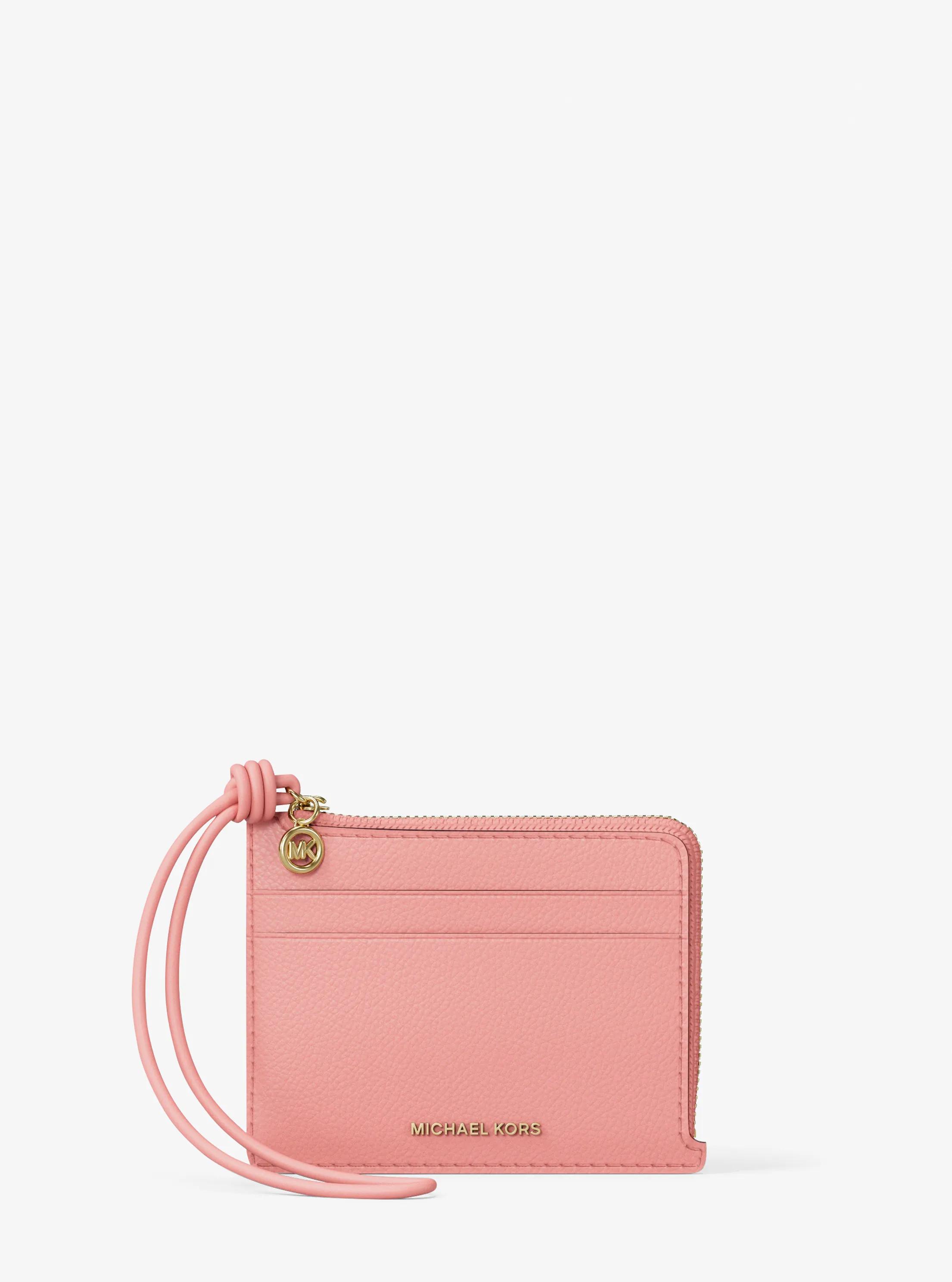 MK Petit porte-cartes Jet Set en cuir grainé à dragonne - Rose - Michael Kors