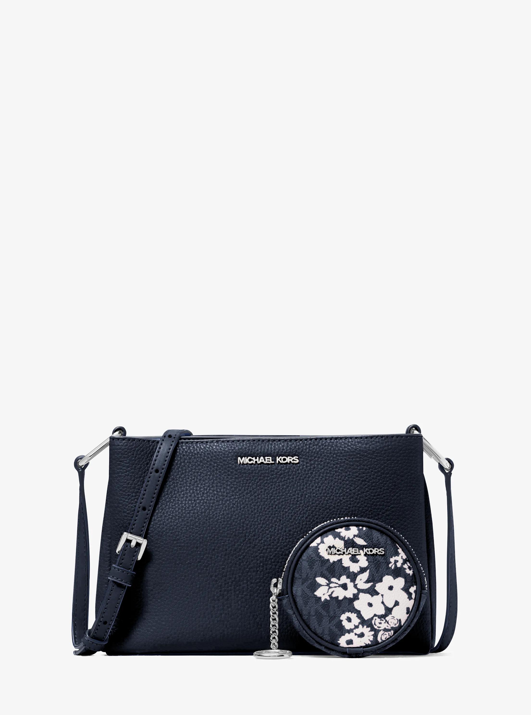 Trisha Pebbled Leather Crossbody Bag With Printed Signature Logo