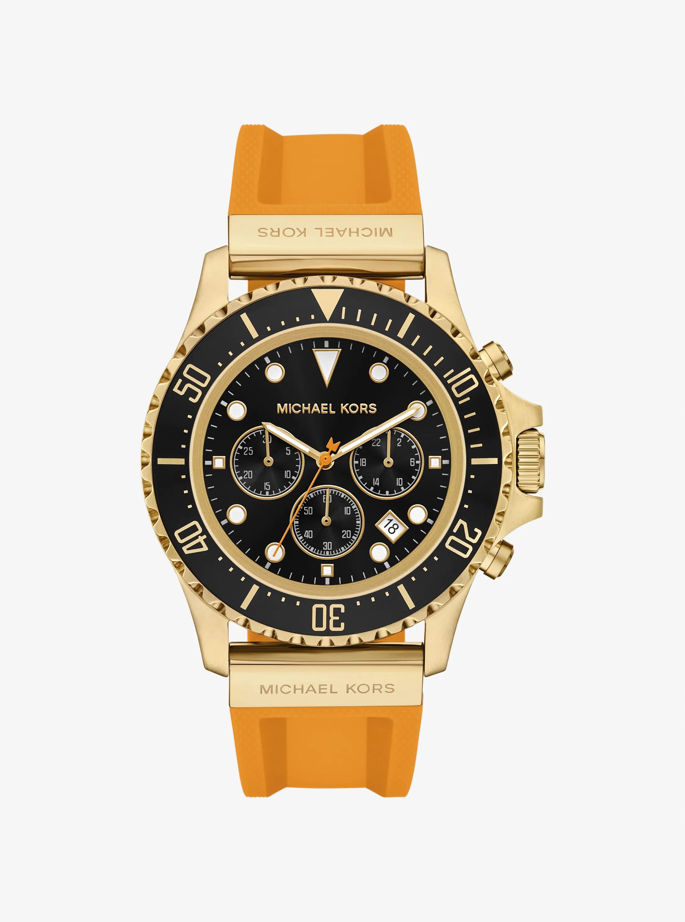 Oversized Everest Gold-Tone and Silicone Watch in POP ORANGE | Michael Kors