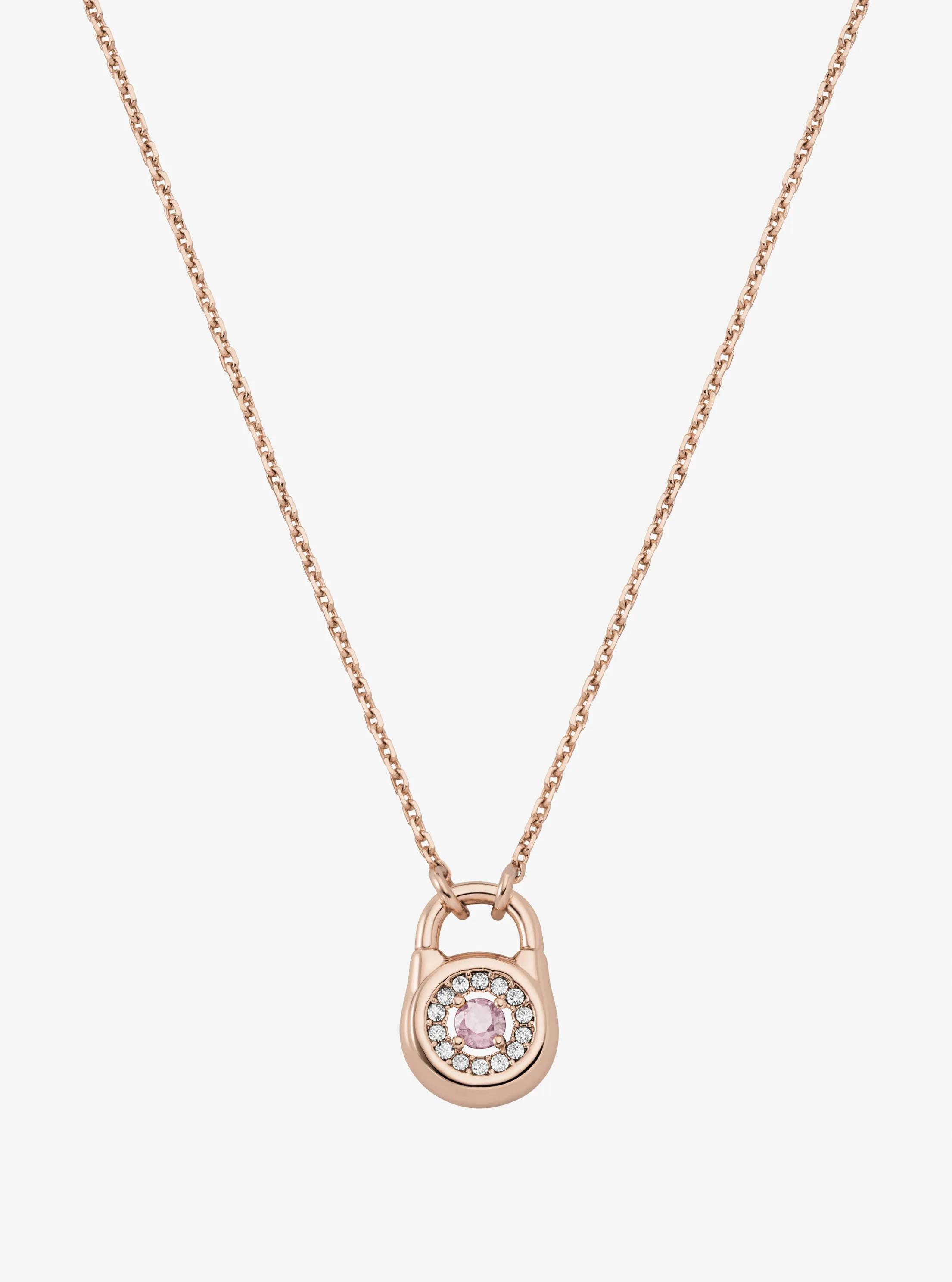 Pav&eacute; Lock Necklace in ROSE GOLD | Michael Kors