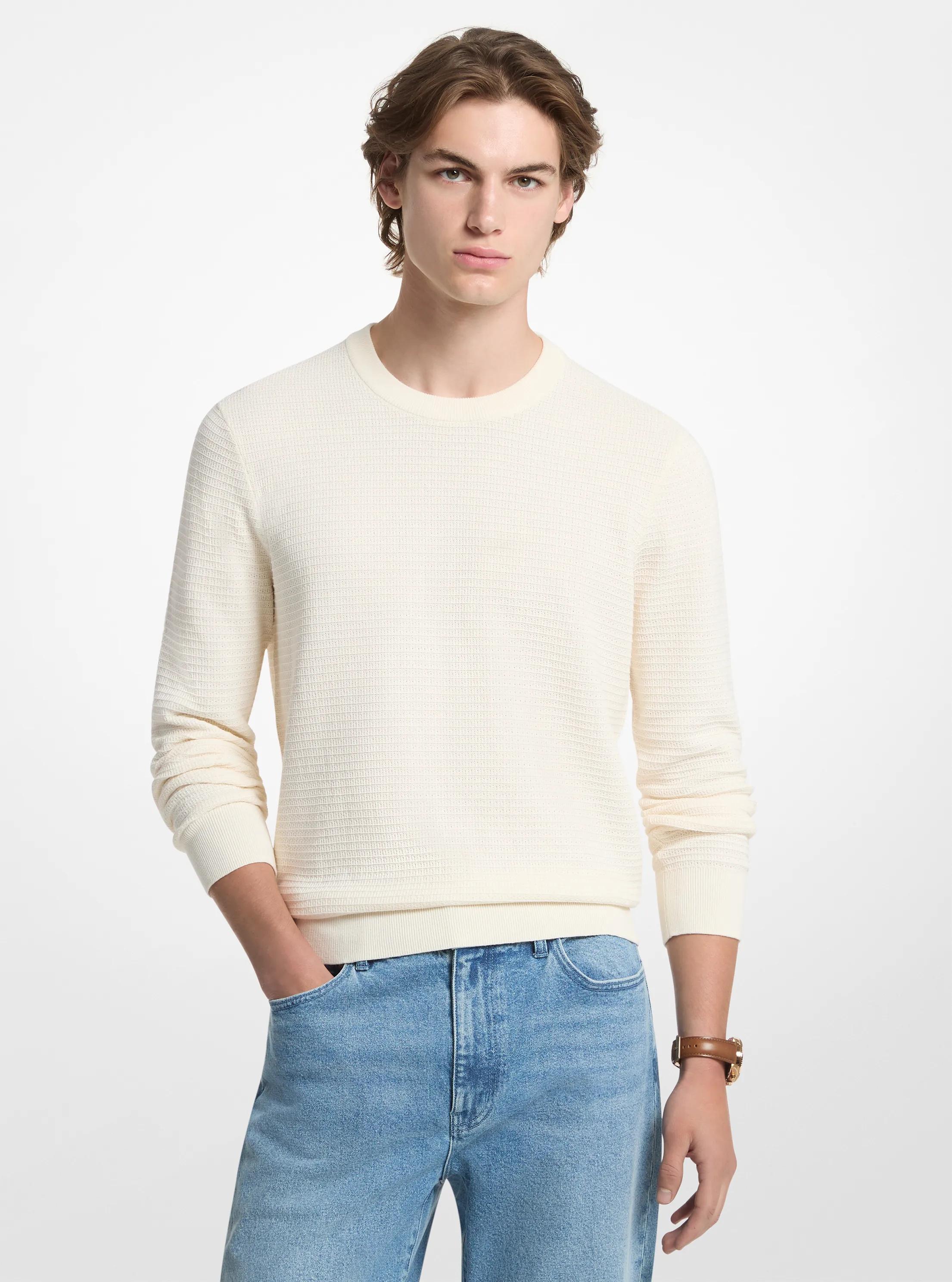 Textured Cotton Sweater in BONE | Michael Kors