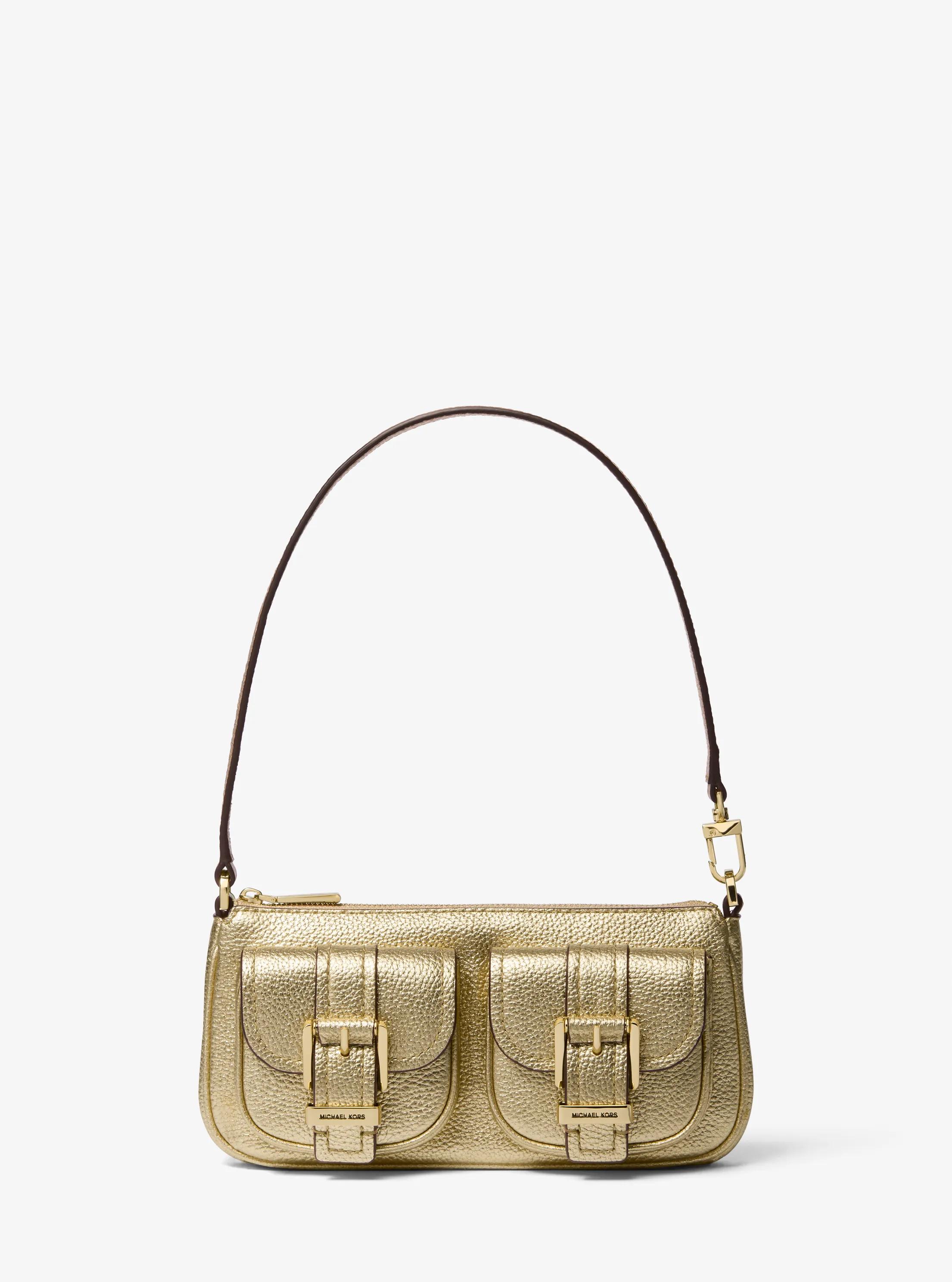 Pochette transformable Zoe peque&ntilde;o de piel granulada metalizada in DORADO P&Aacute;LIDO | Michael Kors