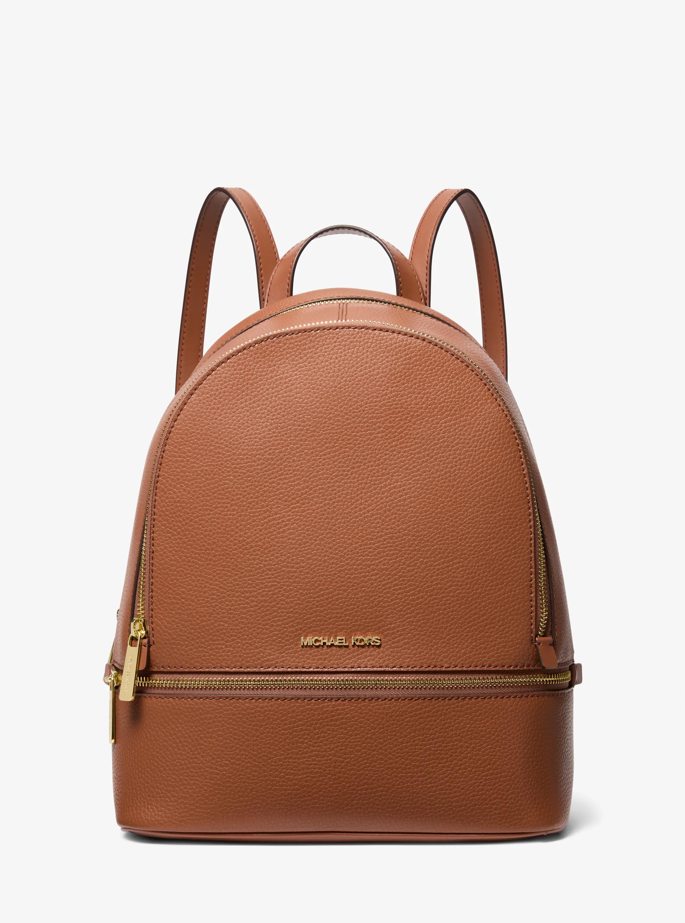 Zaino Rhea medio in pelle martellata in CUOIO | Michael Kors