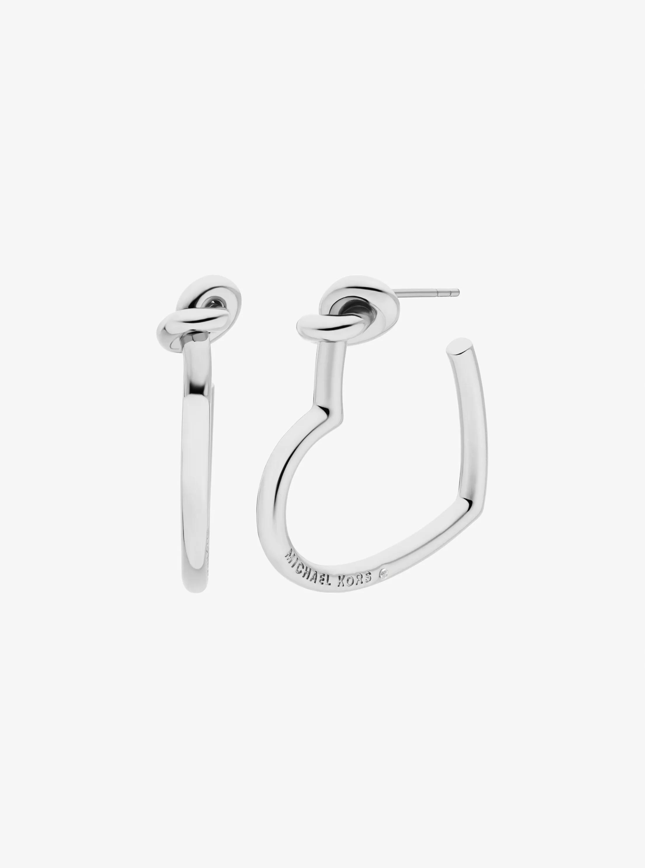 Knotted Heart Hoop Earrings in PLATEADO | Michael Kors