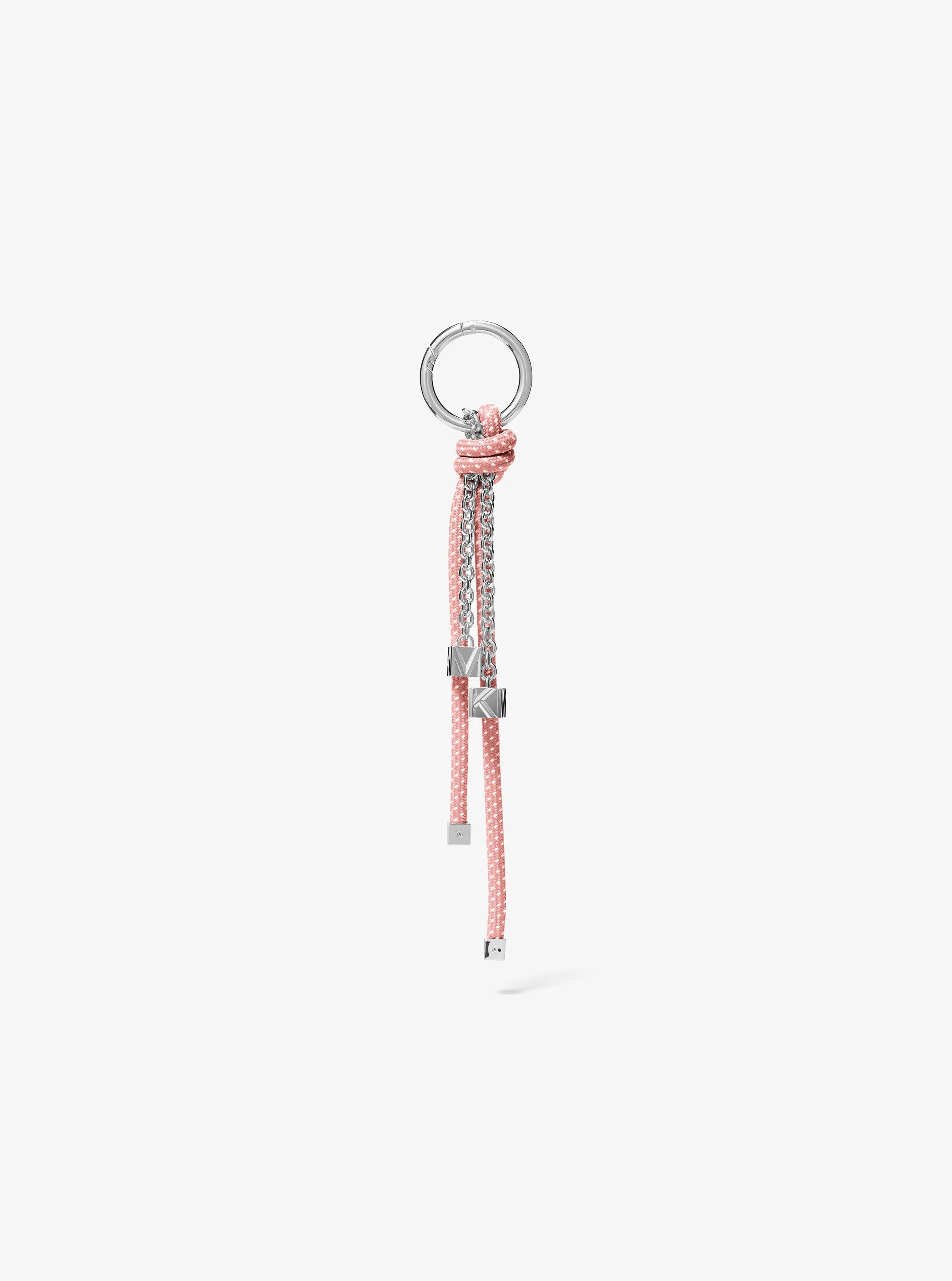 MK Breloque de sac argentée avec cordon moucheté - Rose - Michael Kors