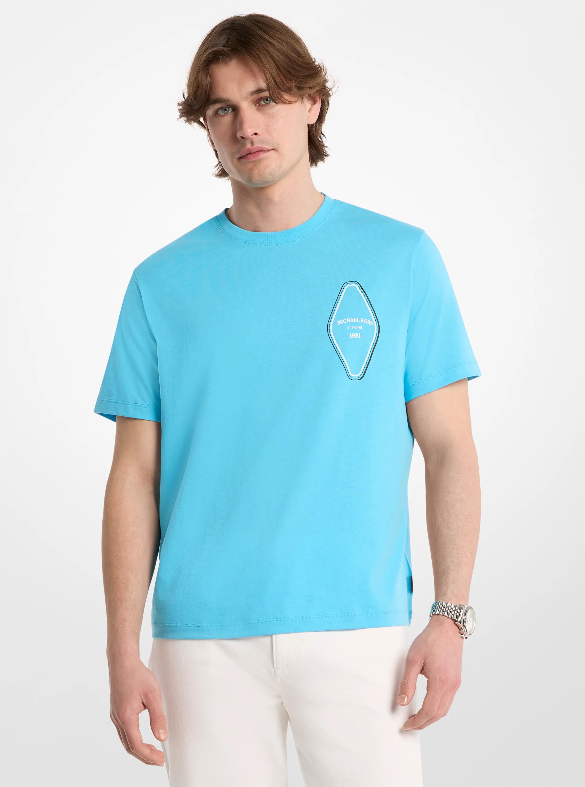 MK T-shirt en coton à logo graphique - Bleu - Michael Kors