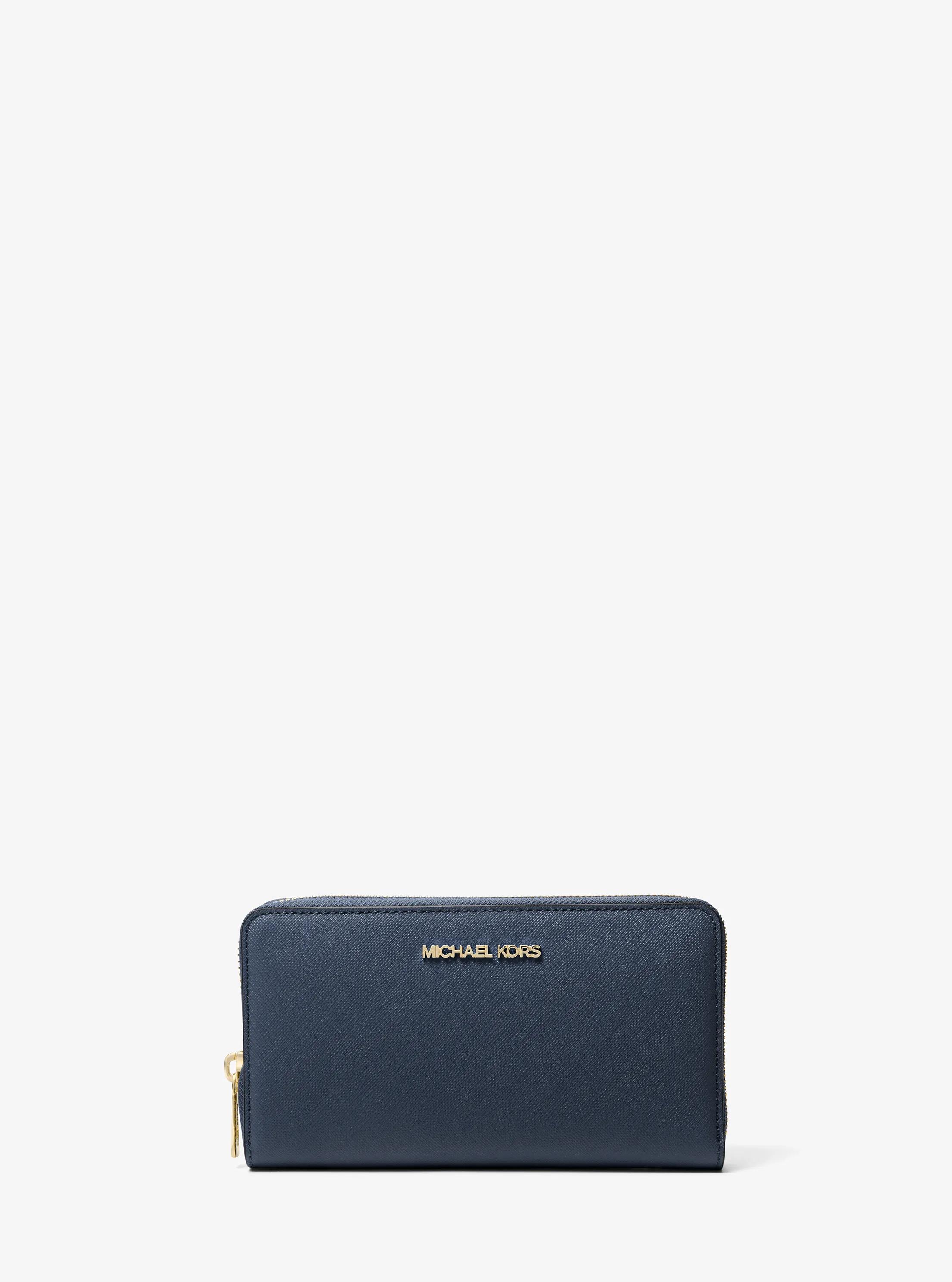 Portafoglio Jet Set medio in pelle Saffiano in NAVY | Michael Kors