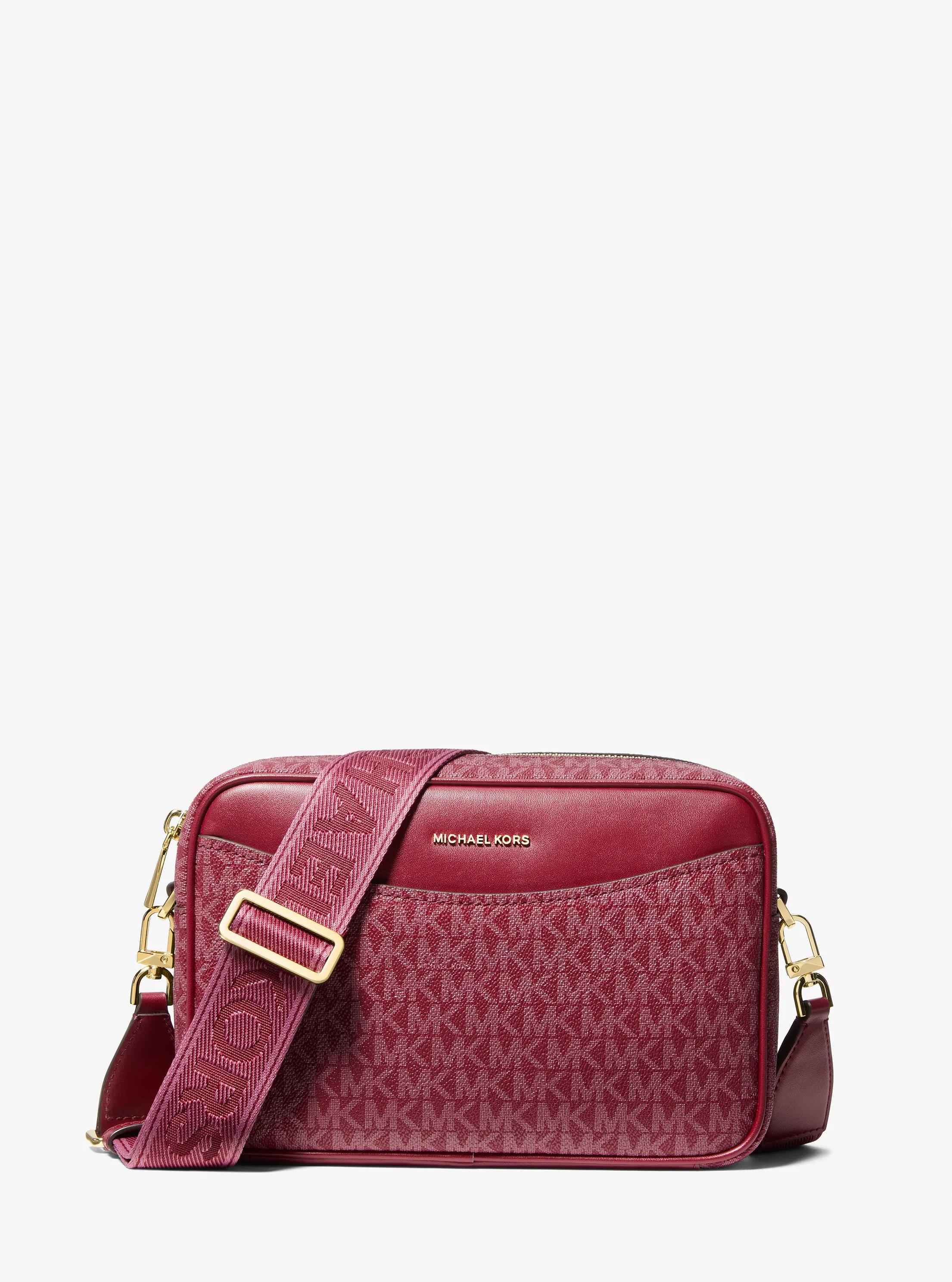 Umh&auml;ngetasche Bev Large mit Signature-Logomuster in DUNKELROT | Michael Kors
