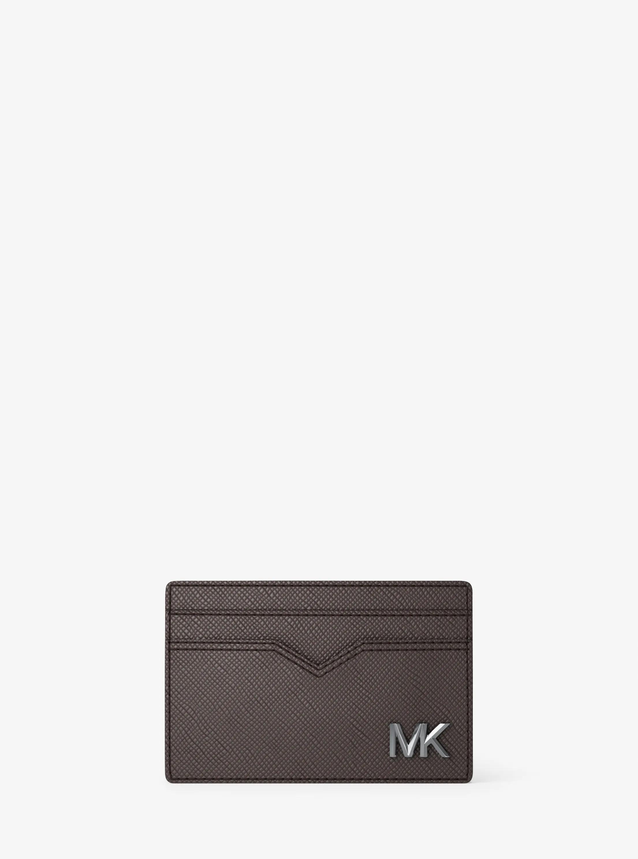 Edison Saffiano Leather Card Case in CHOCOLATE | Michael Kors