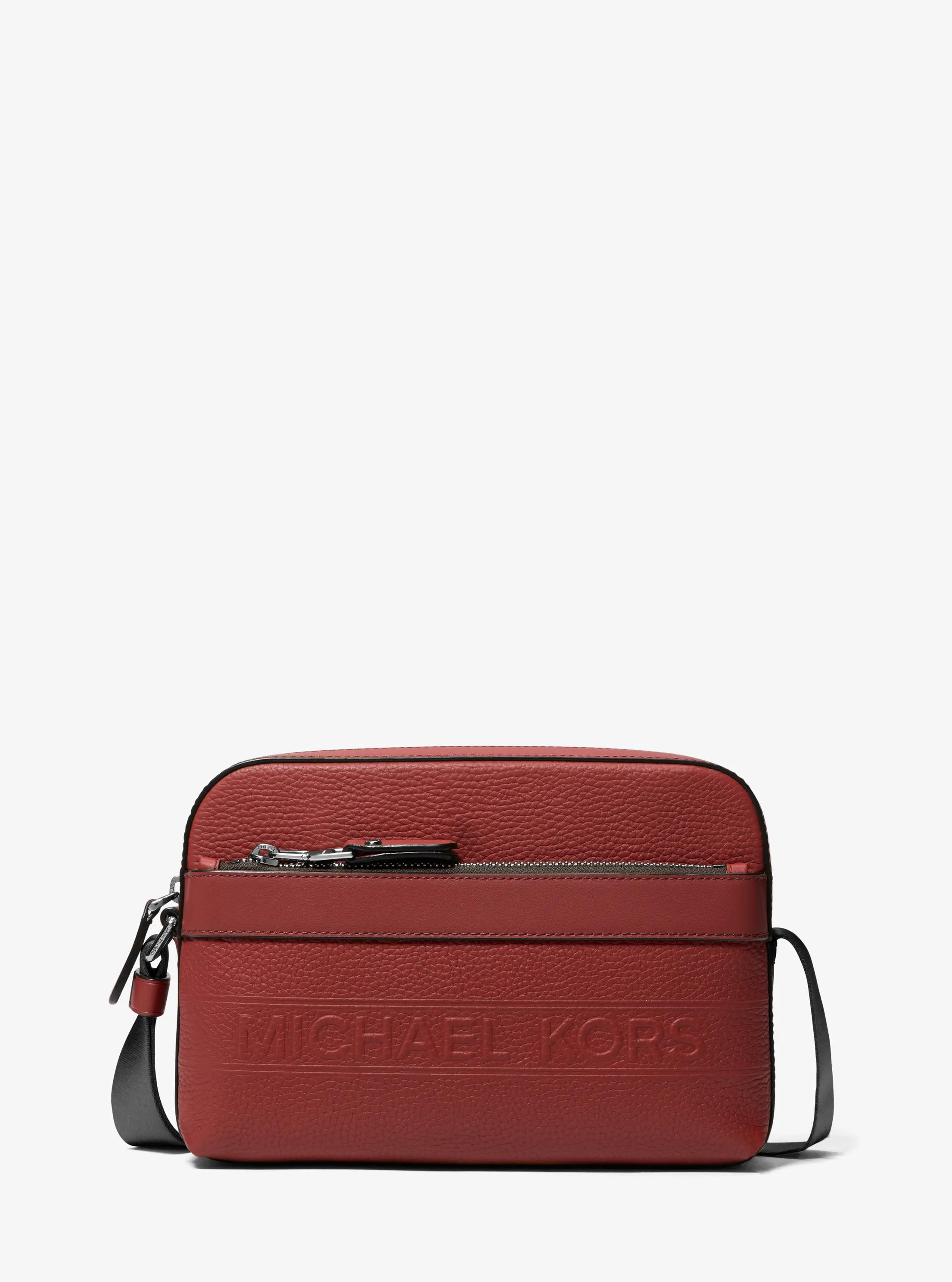 Hudson Pebbled Leather Utility Crossbody Bag in DARK_BRANDY | Michael Kors