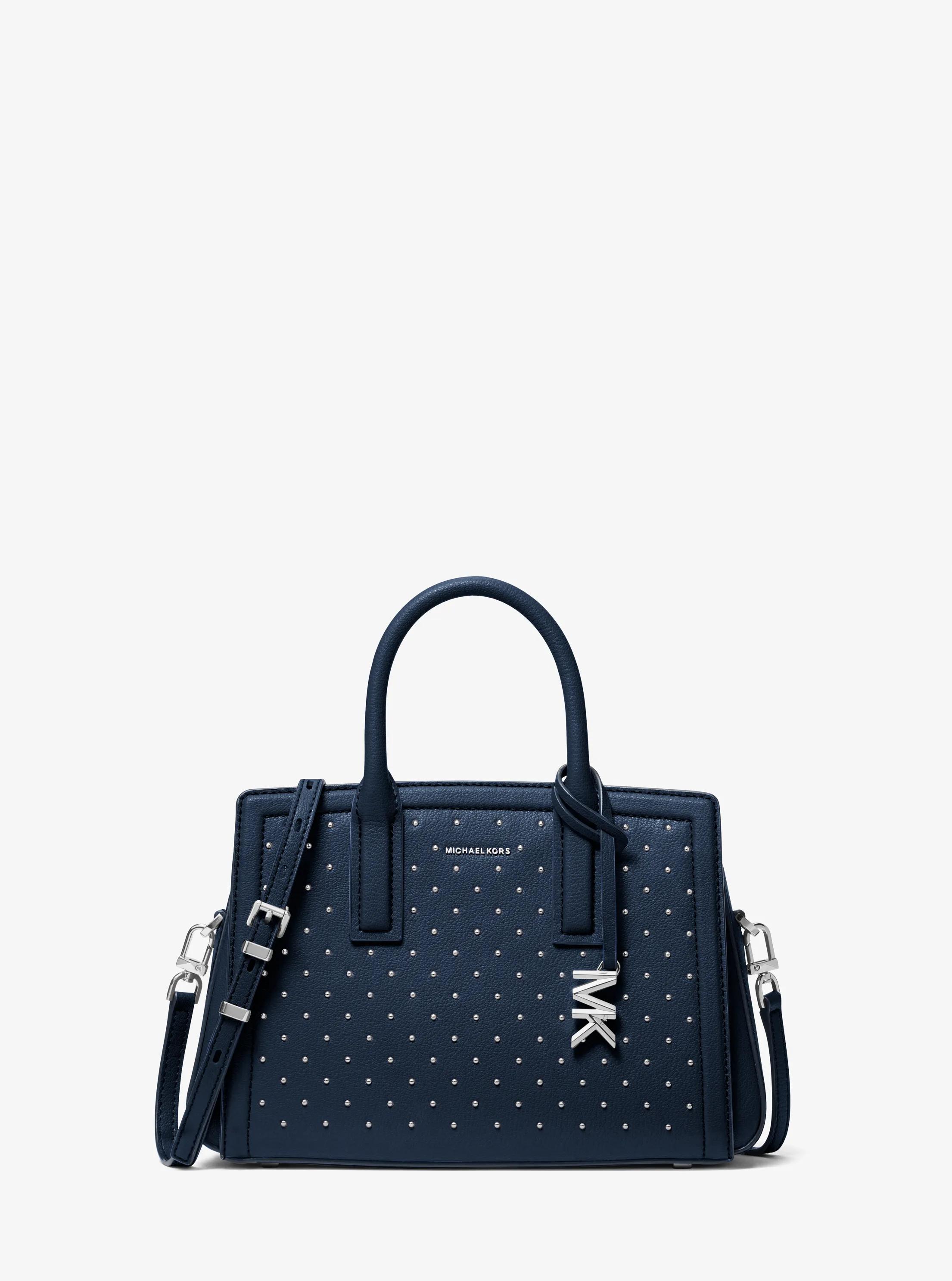 Laila Small Studded Leather Satchel in DRESS BLUES | Michael Kors