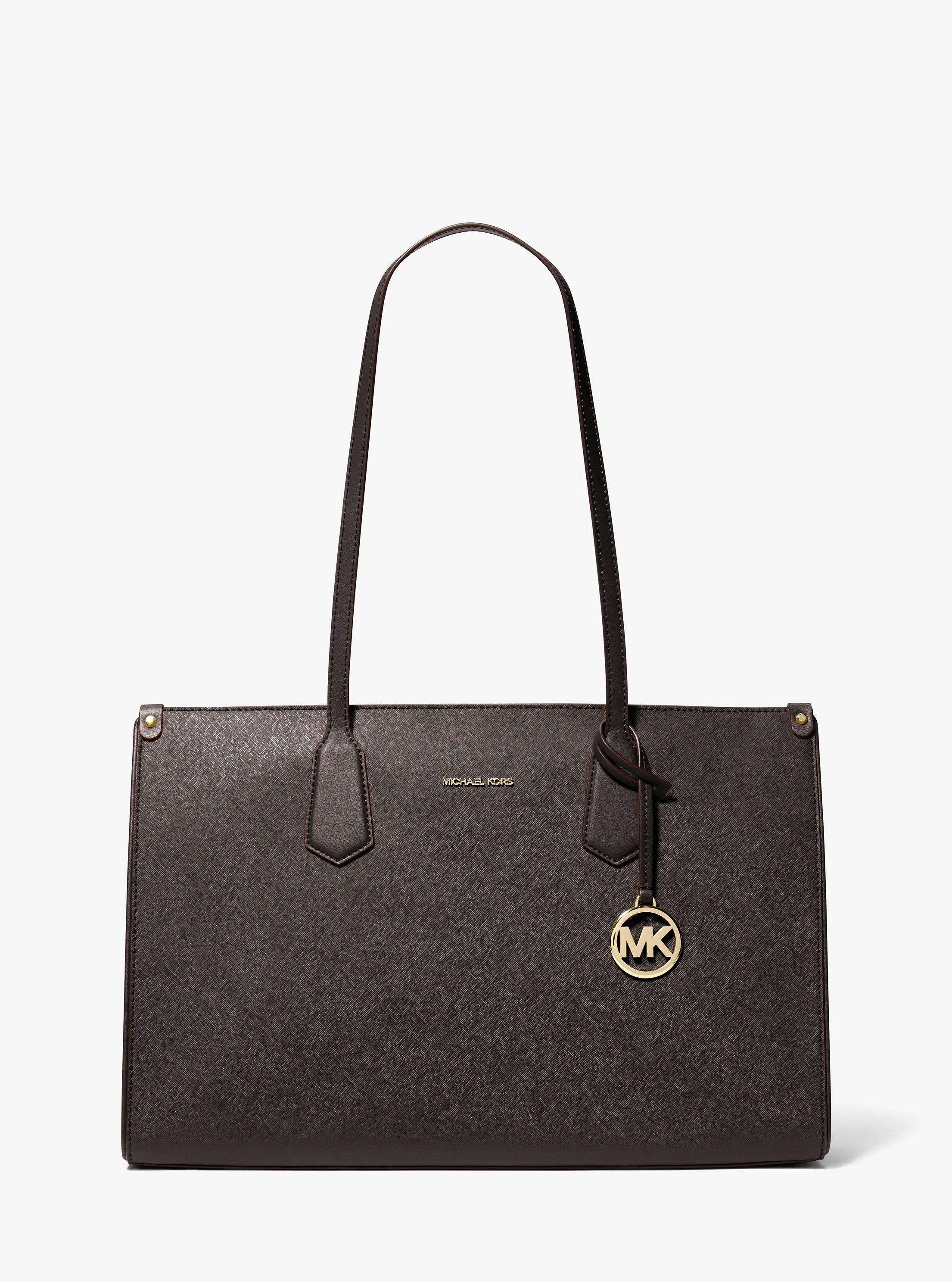 Maple Large Saffiano Leather Tote Bag in CHOCOLATE | Michael Kors
