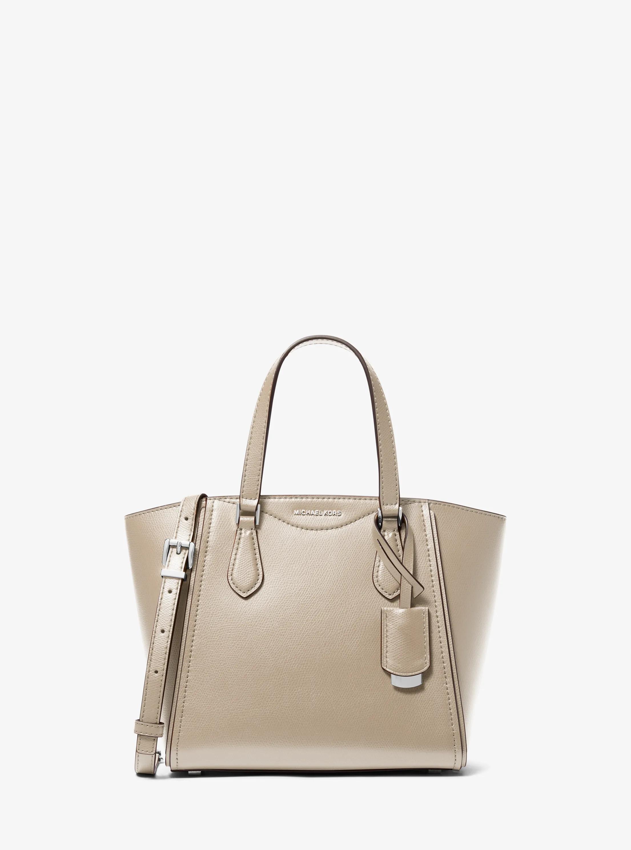Taryn Small Leather Convertible Crossbody Bag in LIGHT SAND | Michael Kors