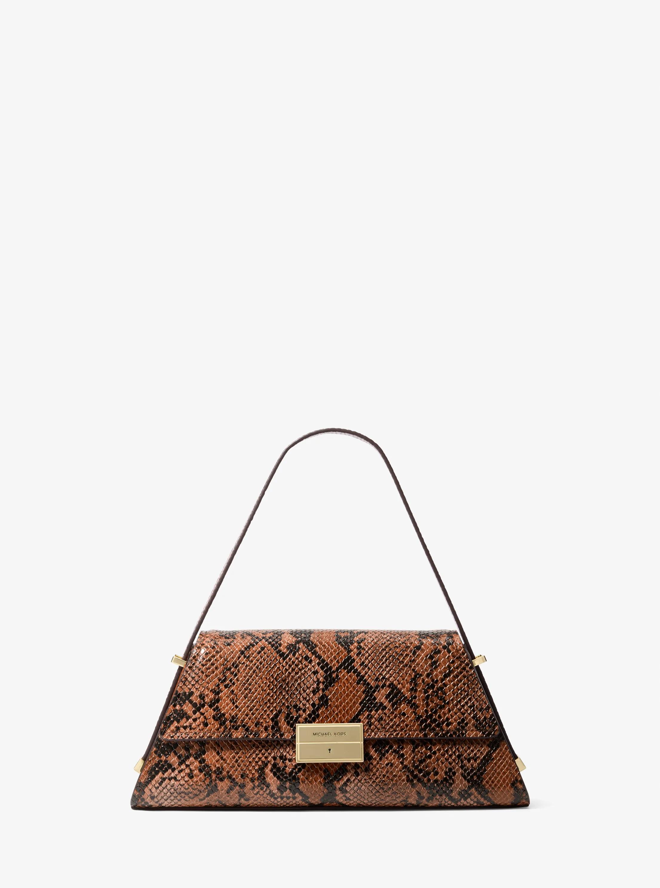 Ludlow Medium Snake Embossed Leather Shoulder Bag in LUGGAGE | Michael Kors