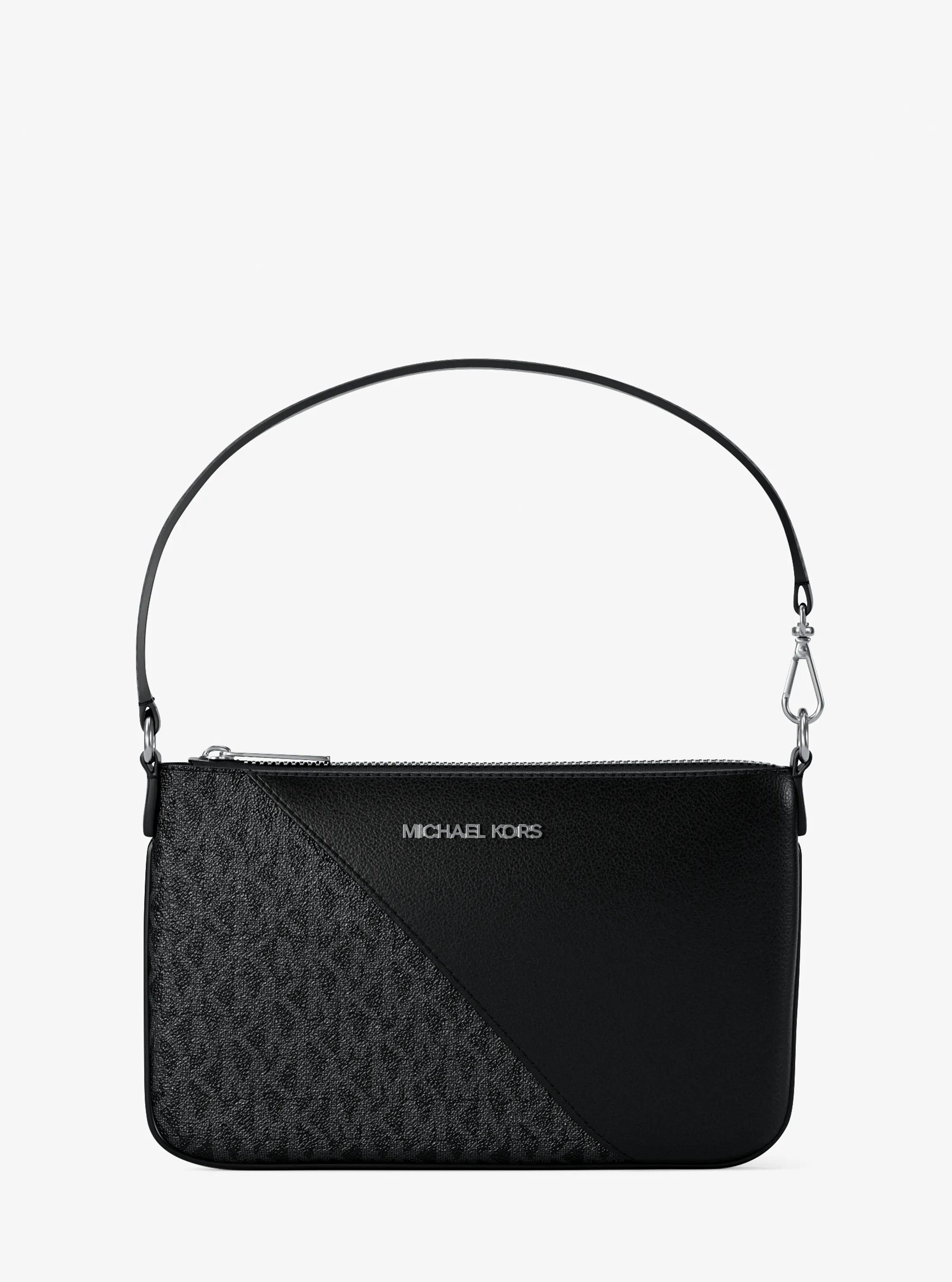 Jet Set Travel Small Signature Logo and Smooth Wristlet in BLACK | Michael Kors