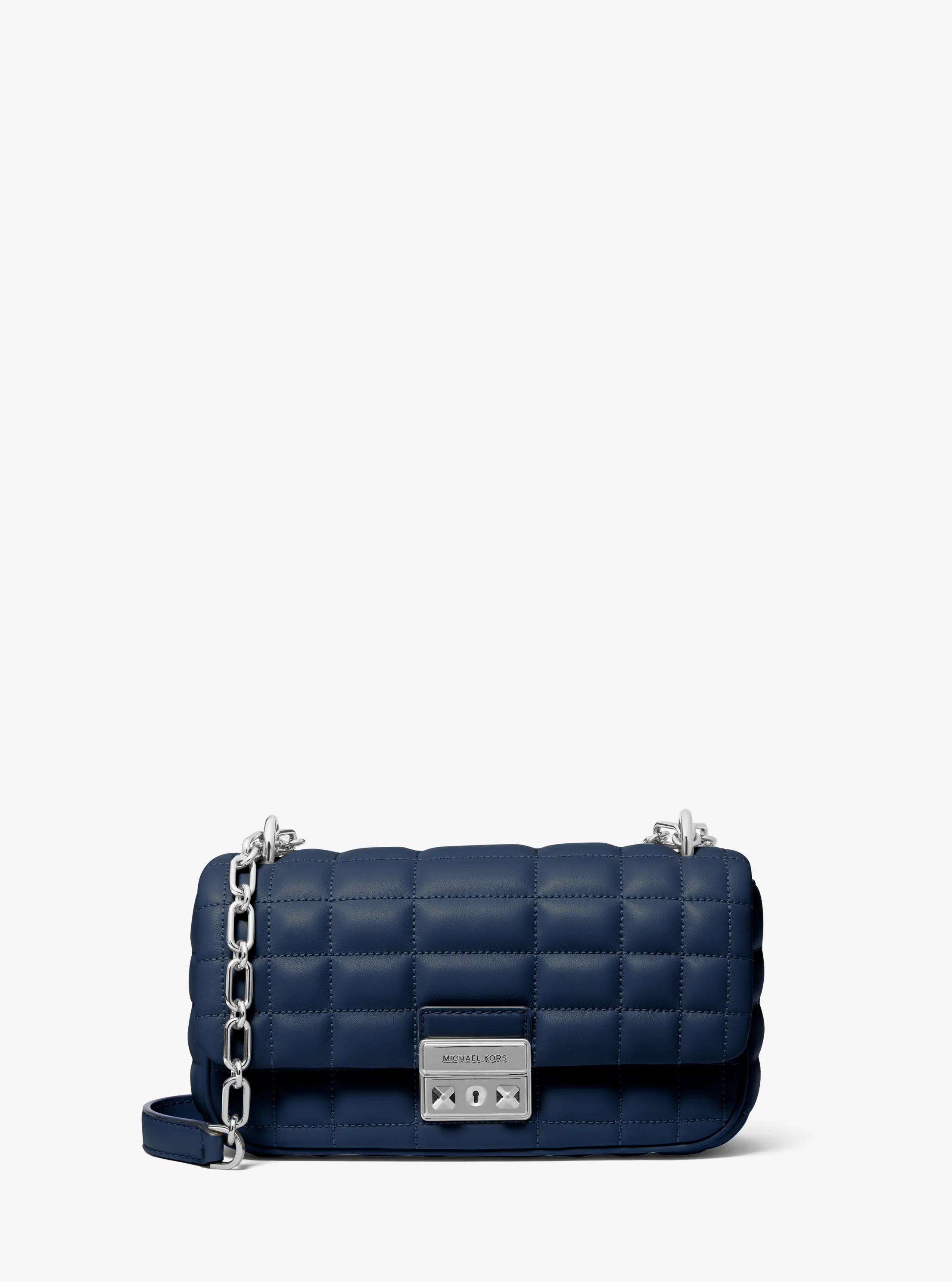 Tribeca Small Quilted Leather Shoulder Bag in NAVY | Michael Kors