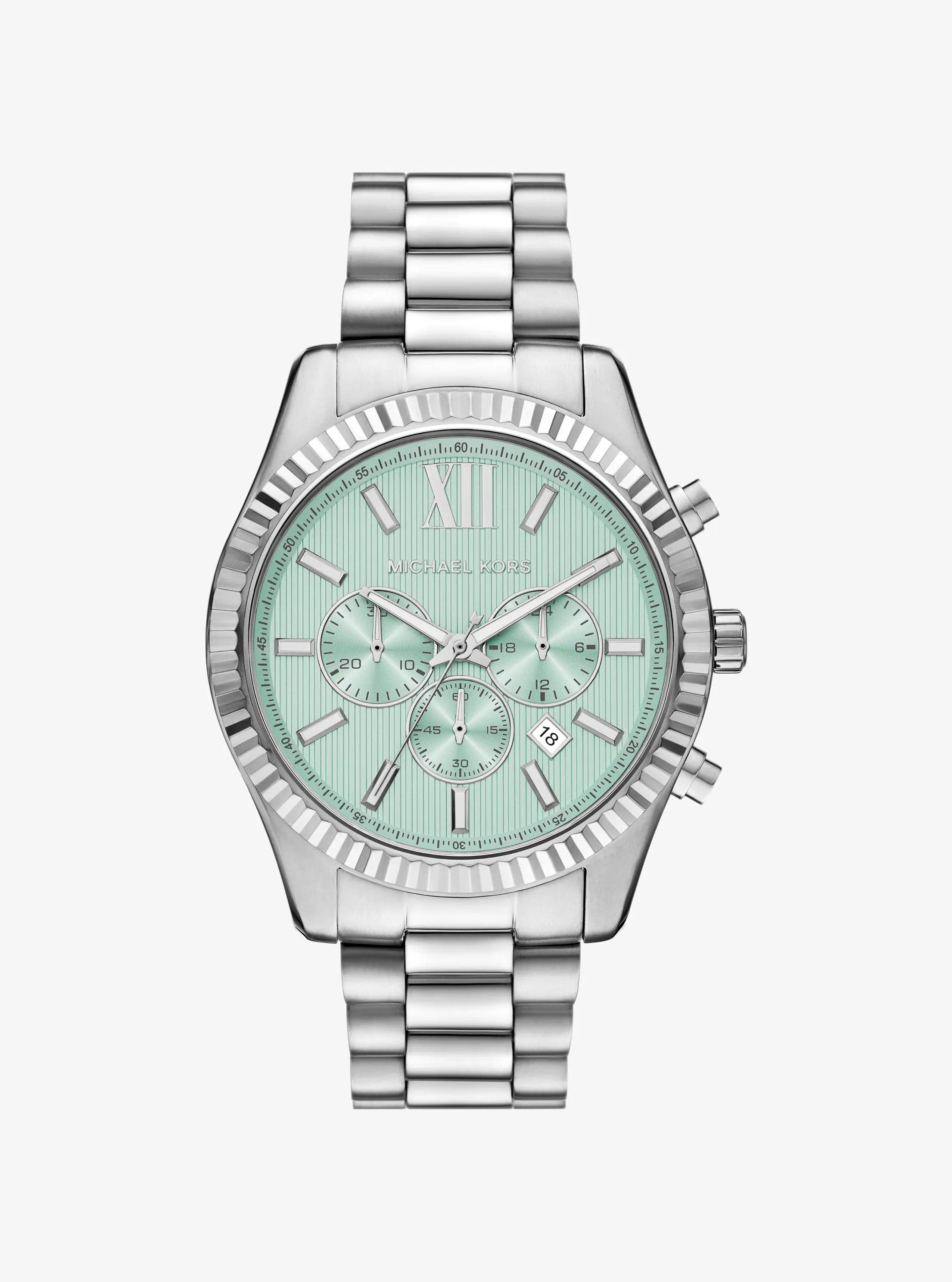Oversized Lexington Silver-Tone Watch in SILVER | Michael Kors
