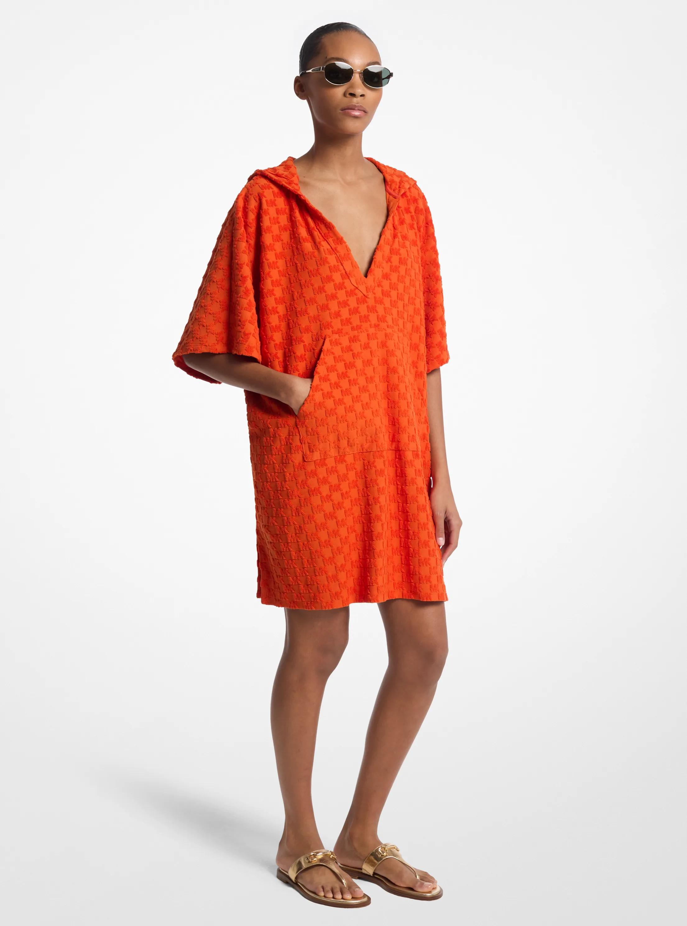 Logo Embossed Cotton Terry Coverup in RED CLAY | Michael Kors