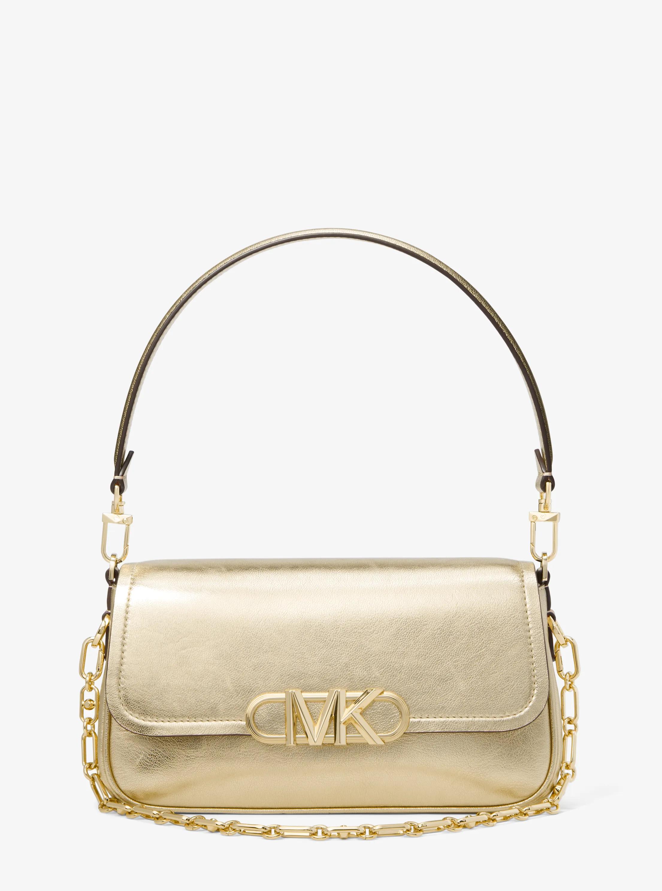 Bolso de hombro Parker mediano de piel metalizada
