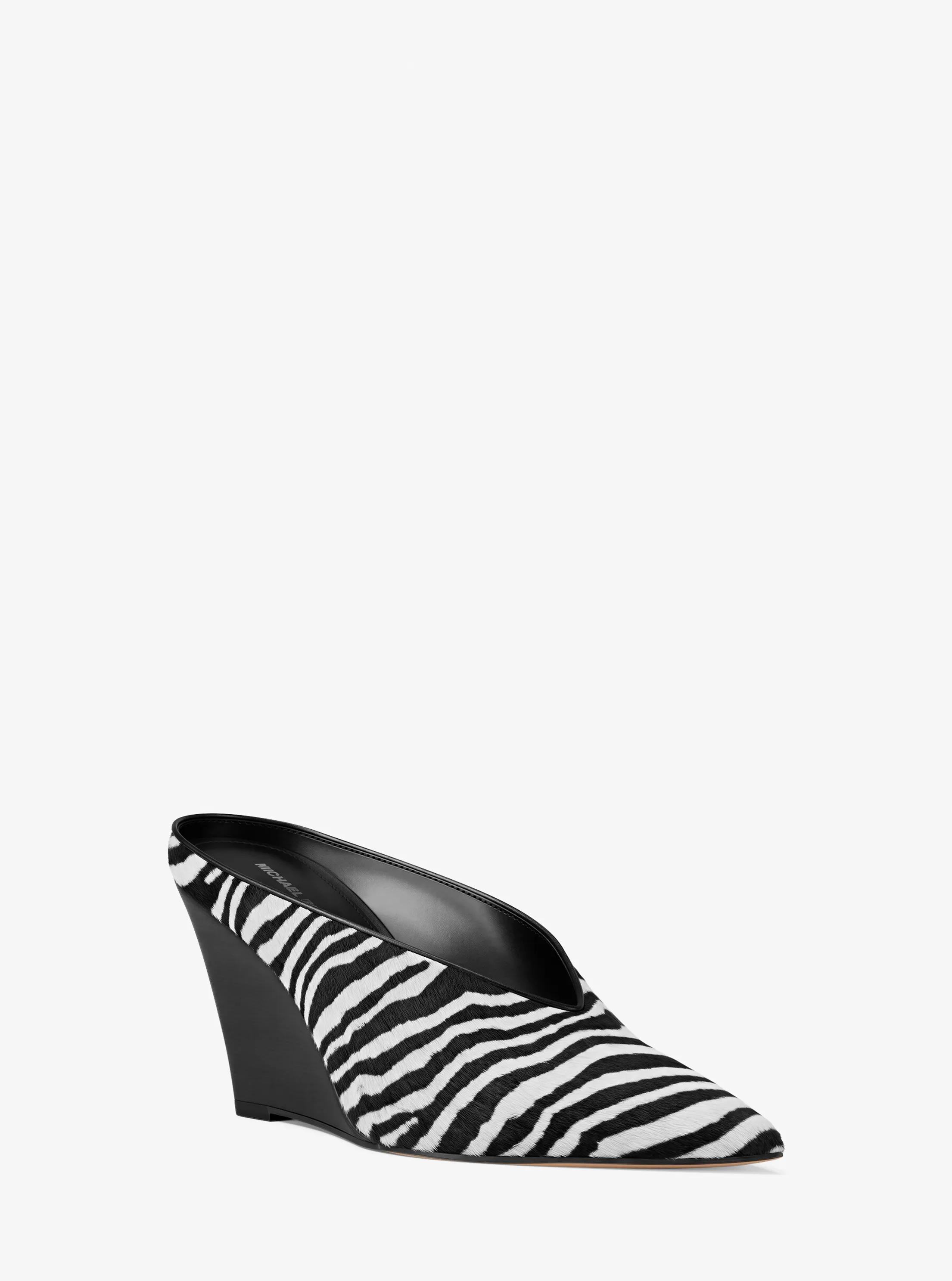 Zueco Xandra de pelo de becerro con estampado de cebra y cu&ntilde;a in NEGRO COMBINADO | Michael Kors