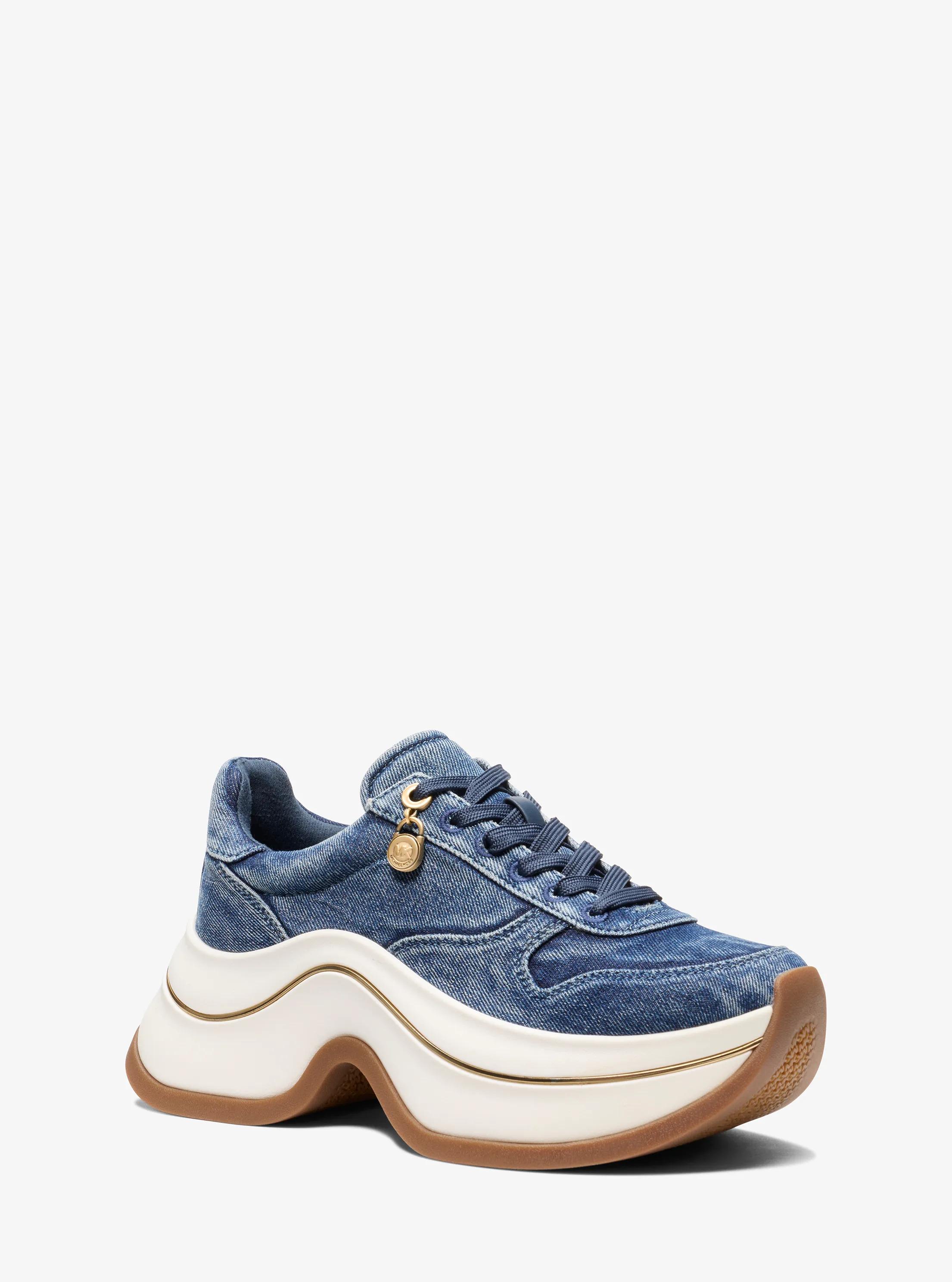 MK Baskets Arla en denim délavé - Bleu - Michael Kors