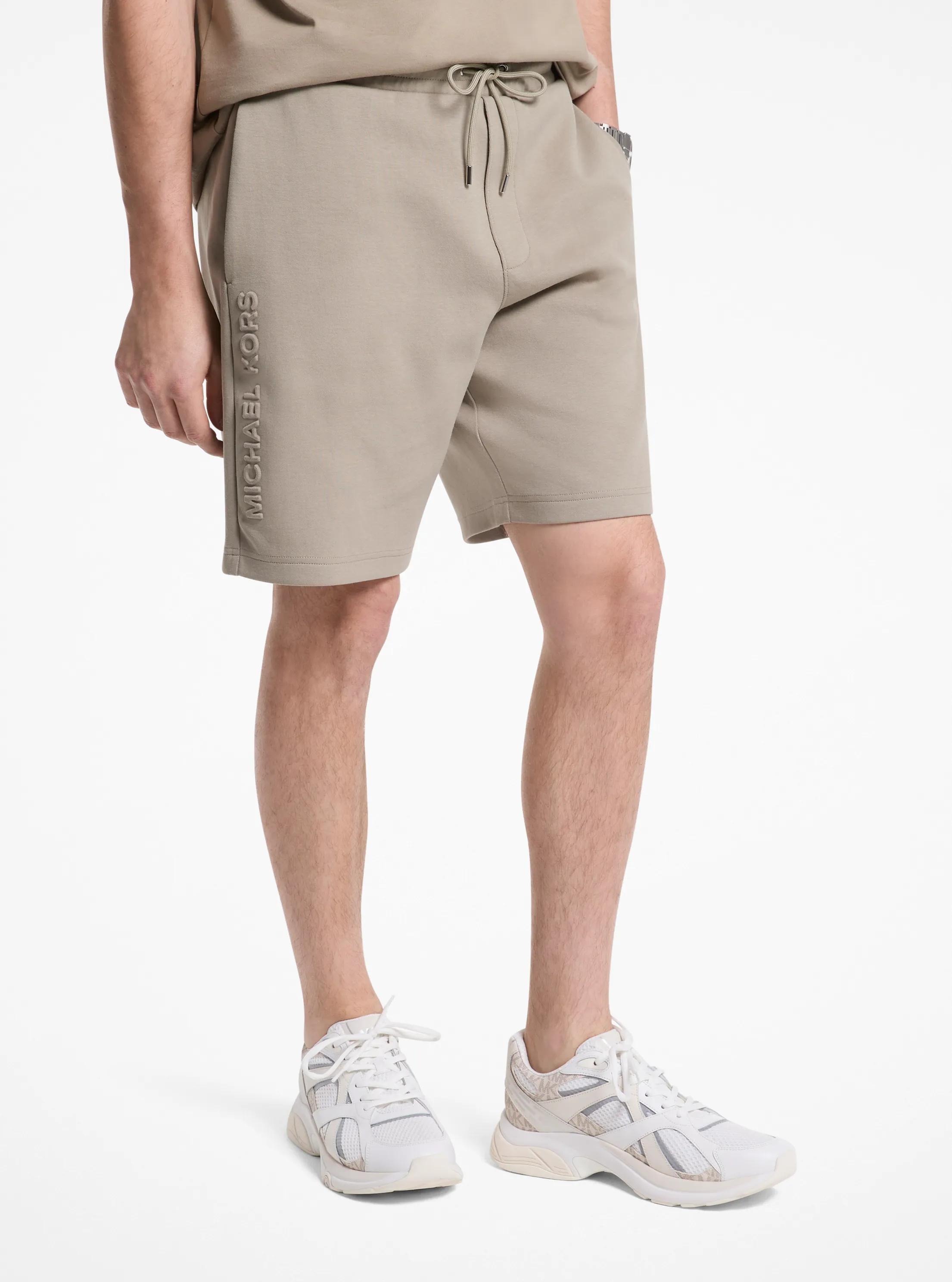 Embossed Logo Cotton Blend Shorts in DUSTY SAGE | Michael Kors