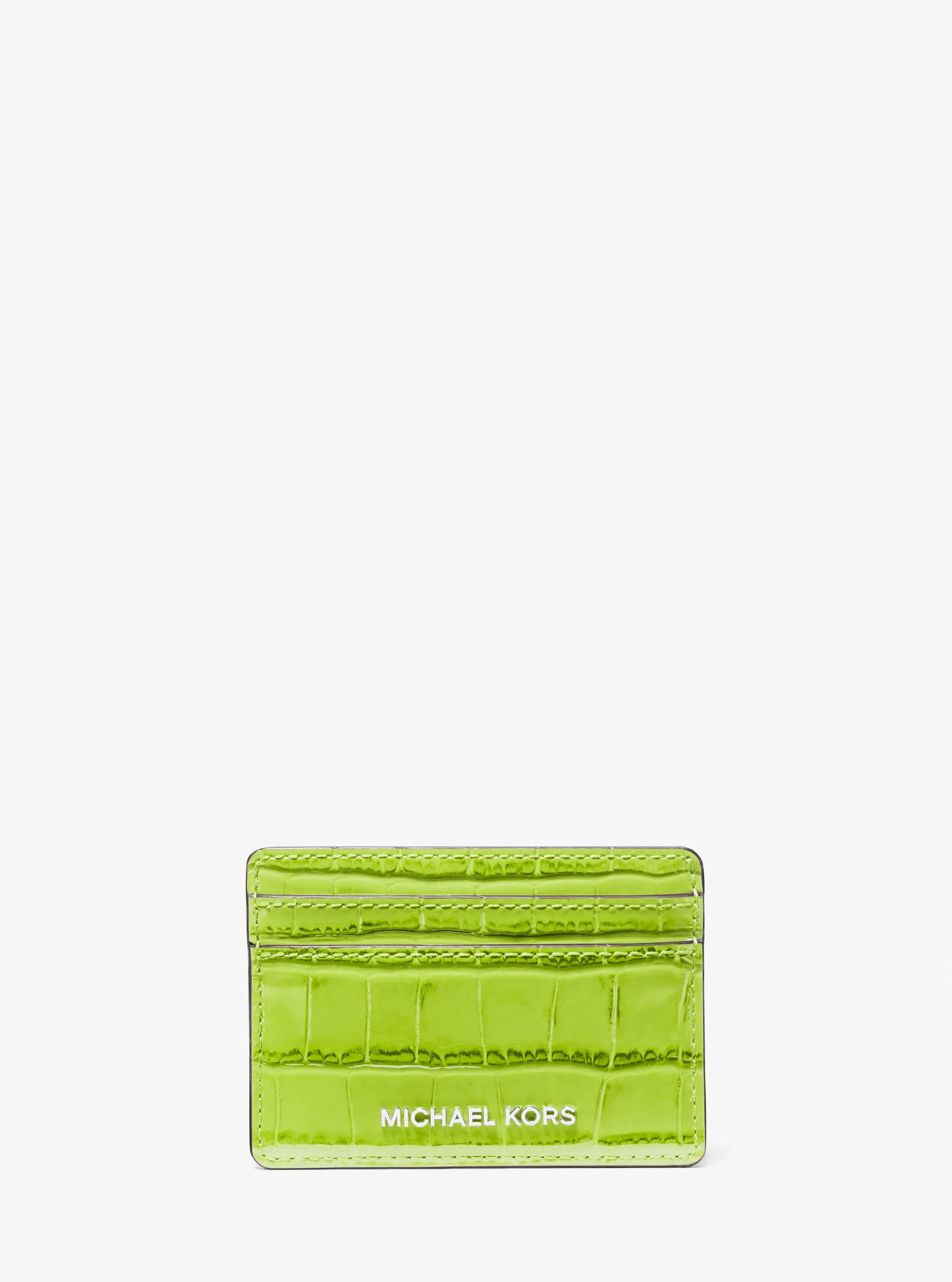 Tarjetero Jet Set peque&ntilde;o de piel con motivo de cocodrilo en relieve in PERA | Michael Kors