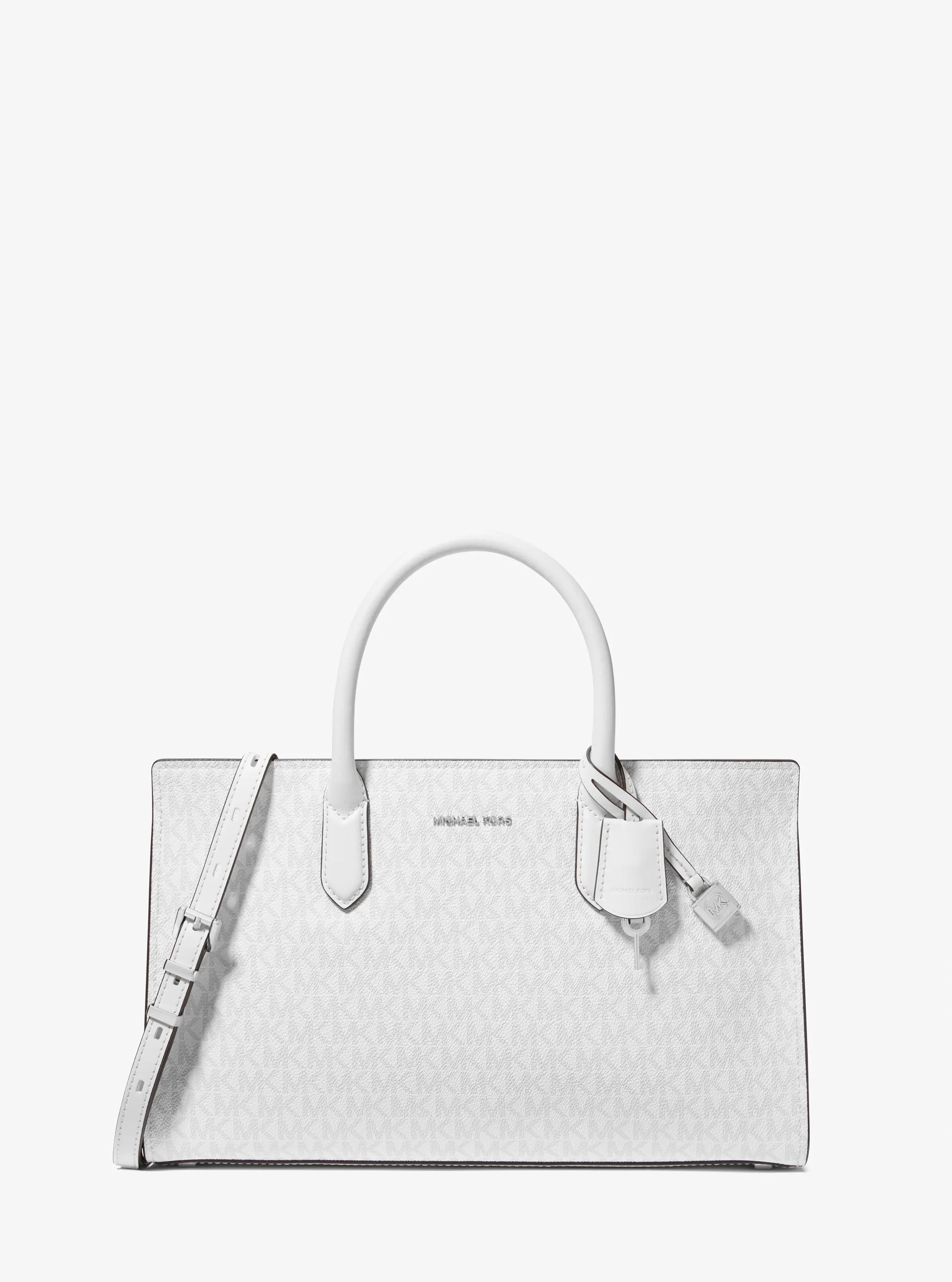 Bolso satchel Scarlett mediano con logotipo in BLANCO INTENSO/ALUMINIO | Michael Kors