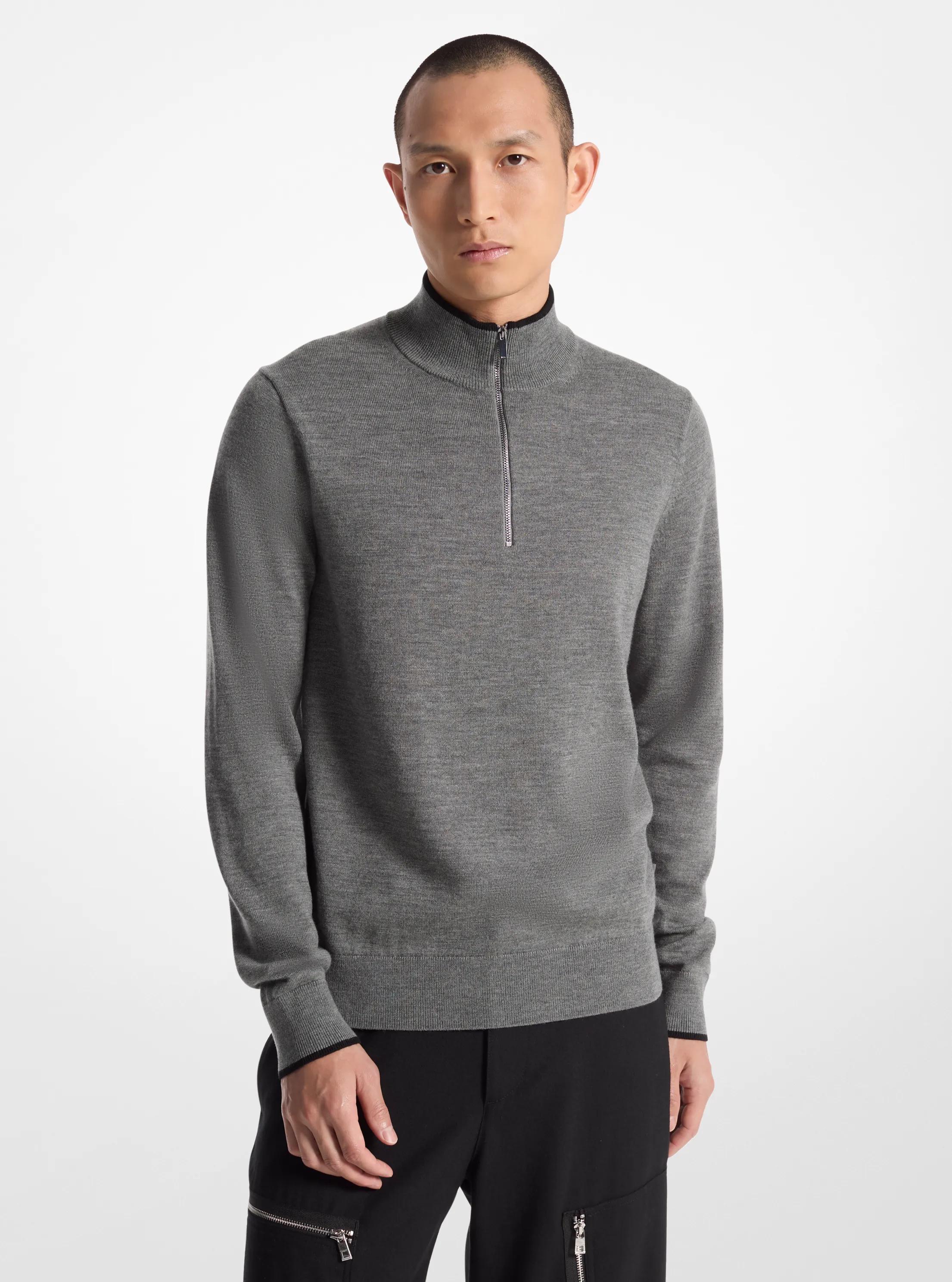 MK Pull en laine à demi-zip - Gris - Michael Kors